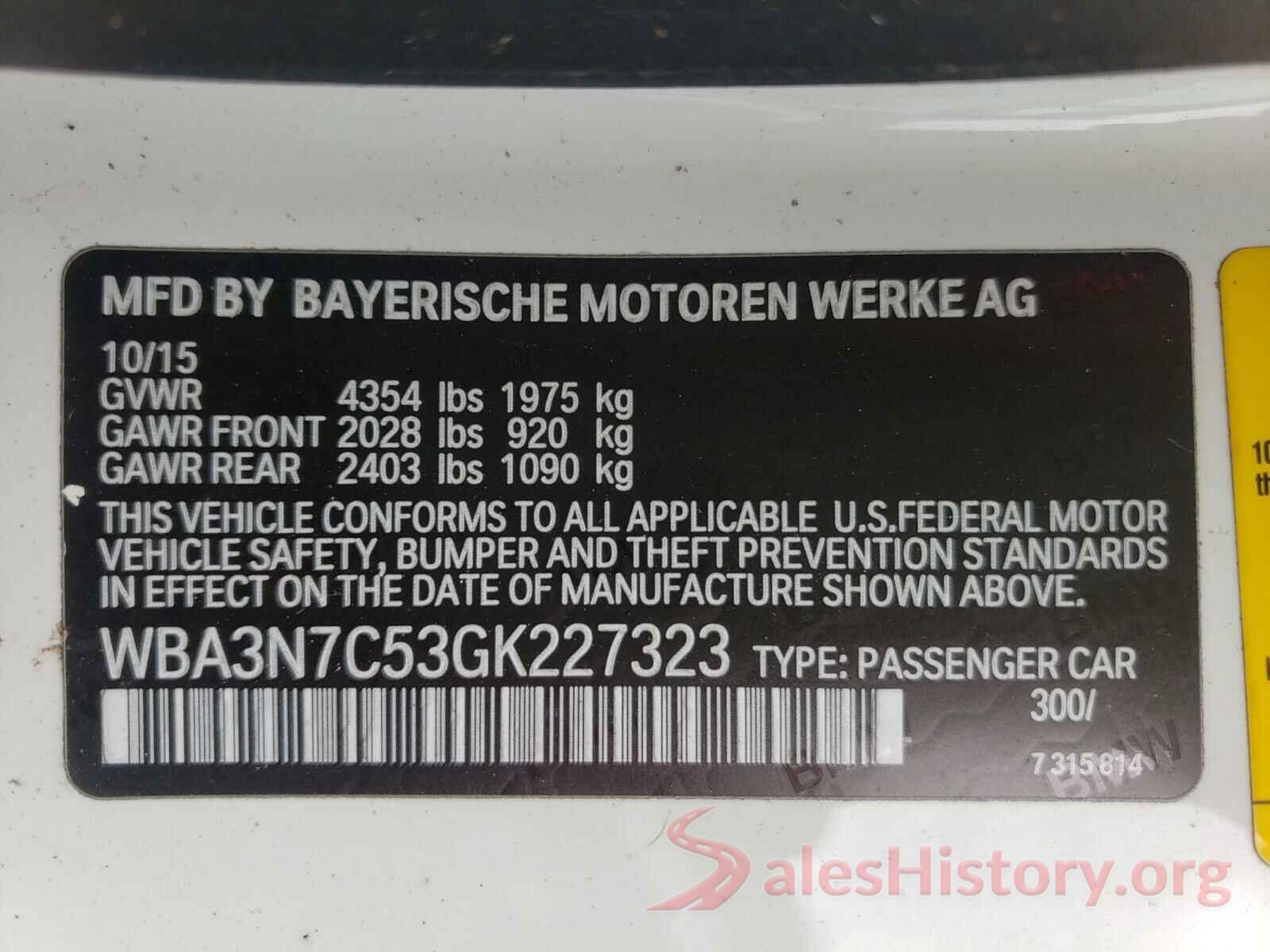 WBA3N7C53GK227323 2016 BMW 4 SERIES