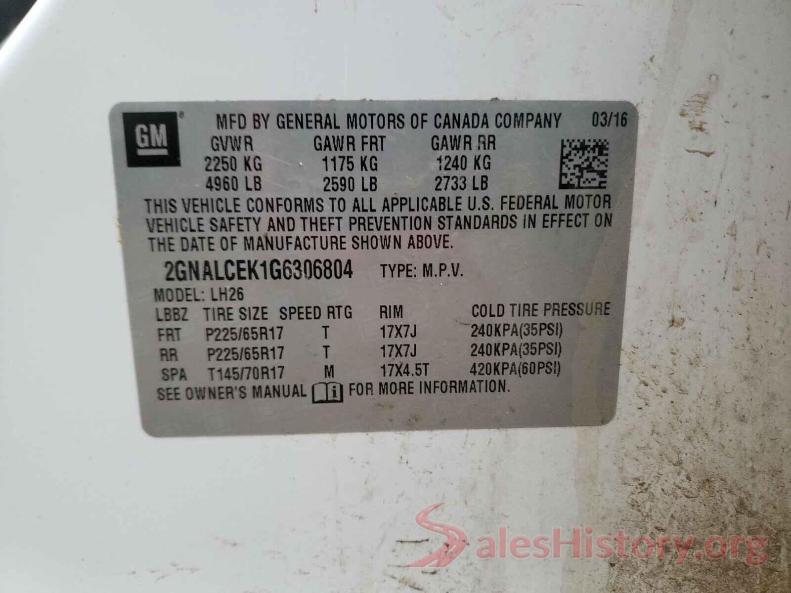 2GNALCEK1G6306804 2016 CHEVROLET EQUINOX