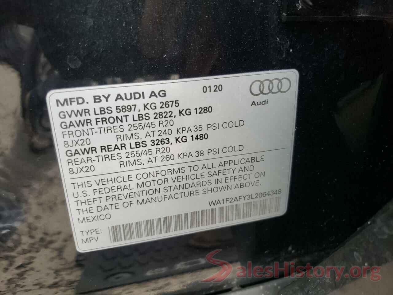 WA1F2AFY3L2064348 2020 AUDI Q5