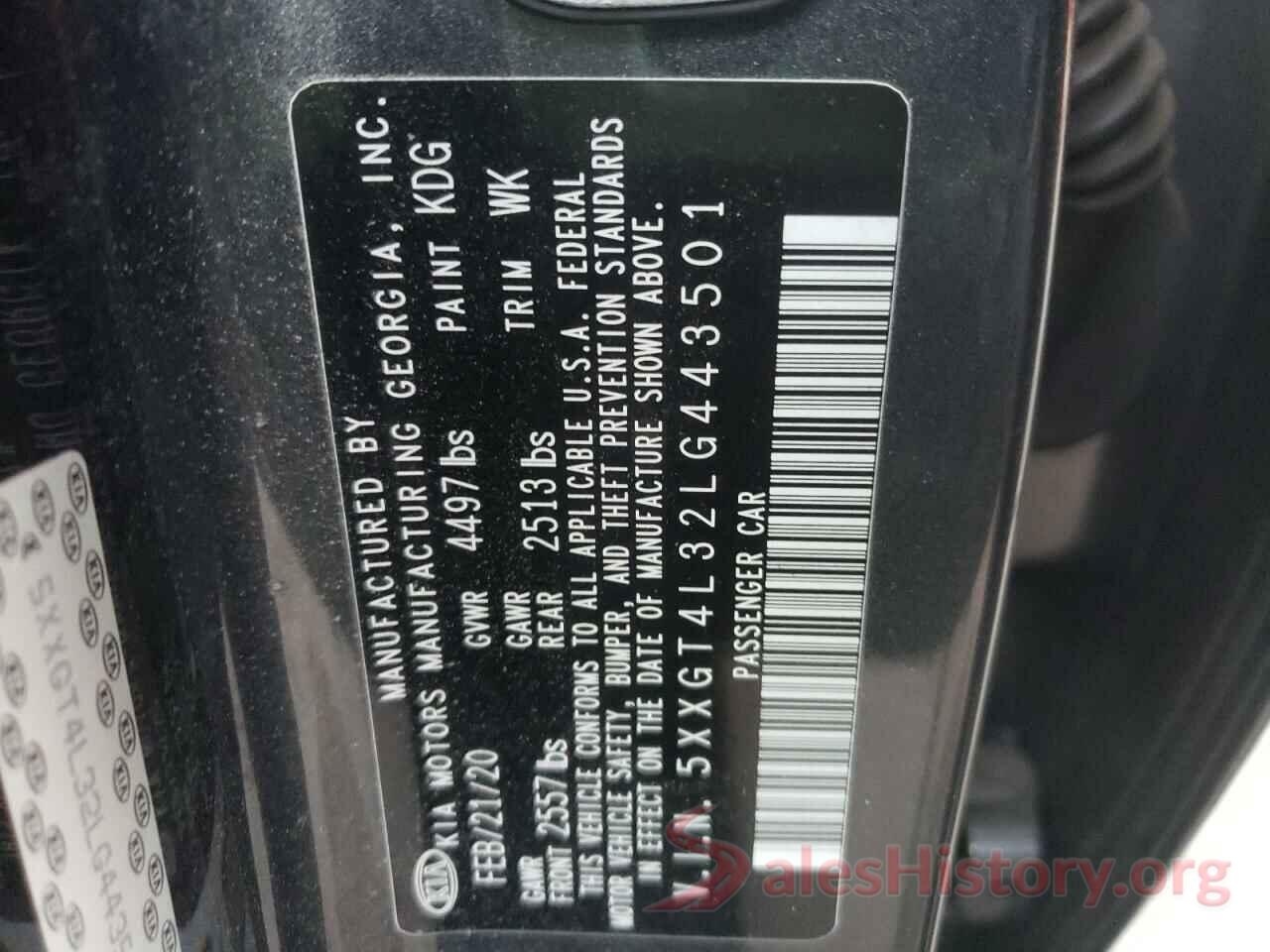 5XXGT4L32LG443501 2020 KIA OPTIMA