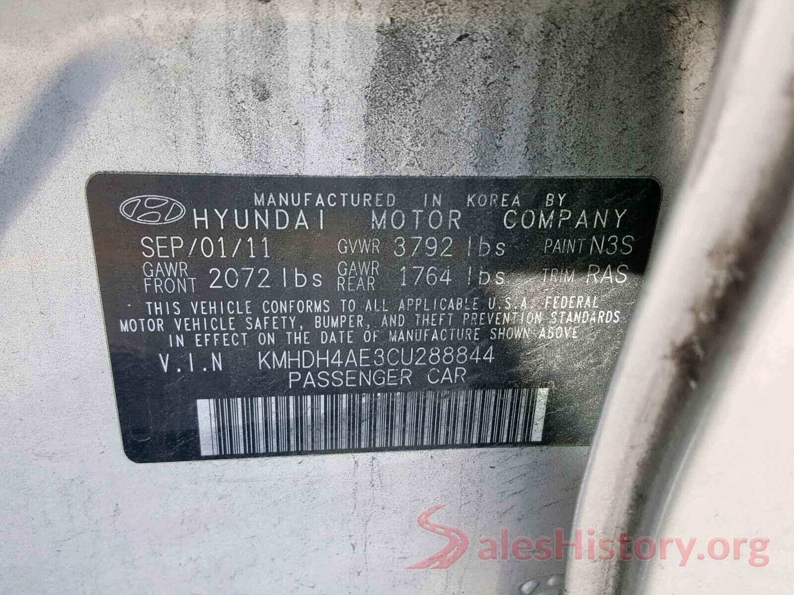 KMHDH4AE3CU288844 2012 HYUNDAI ELANTRA