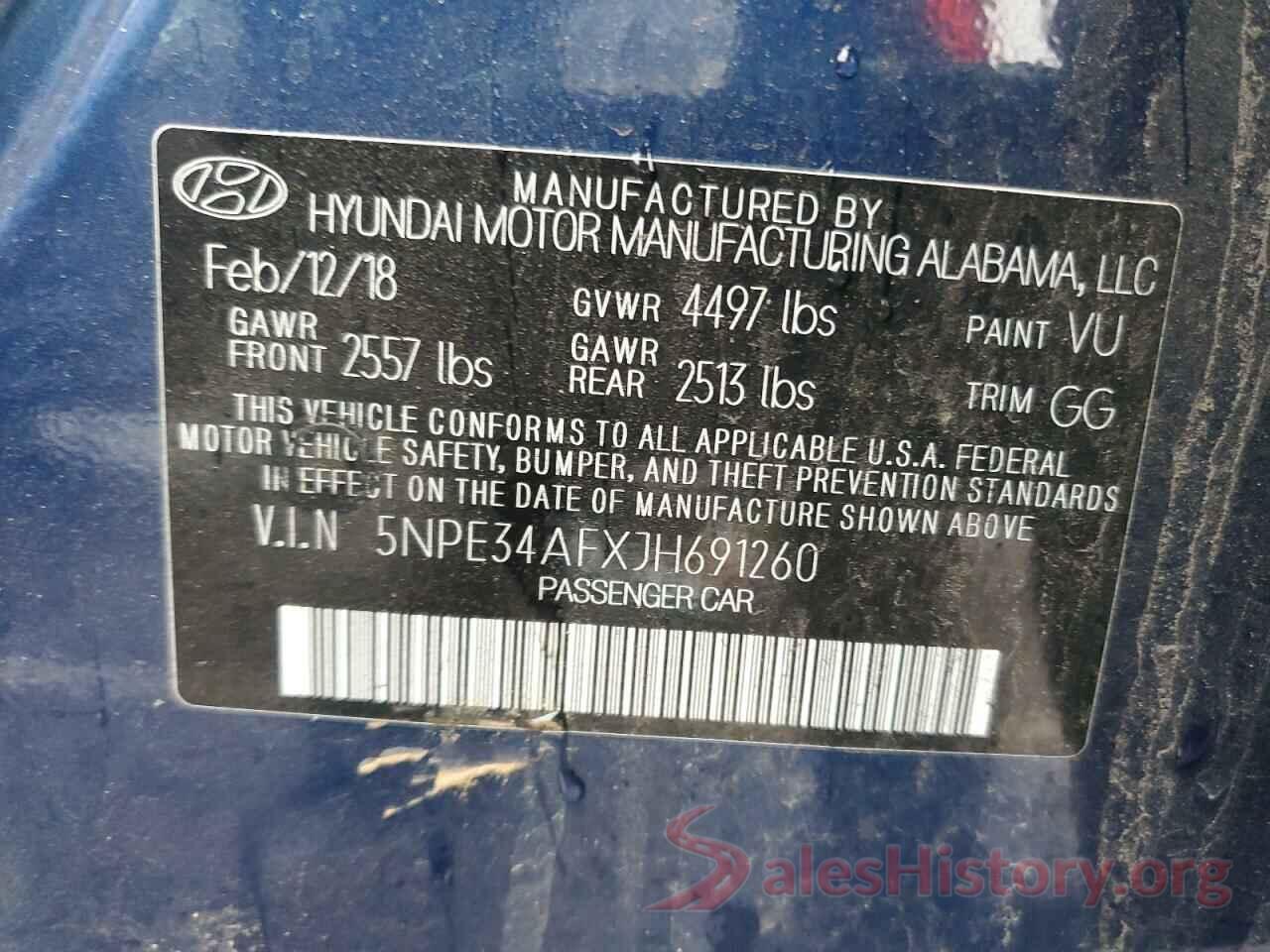 5NPE34AFXJH691260 2018 HYUNDAI SONATA