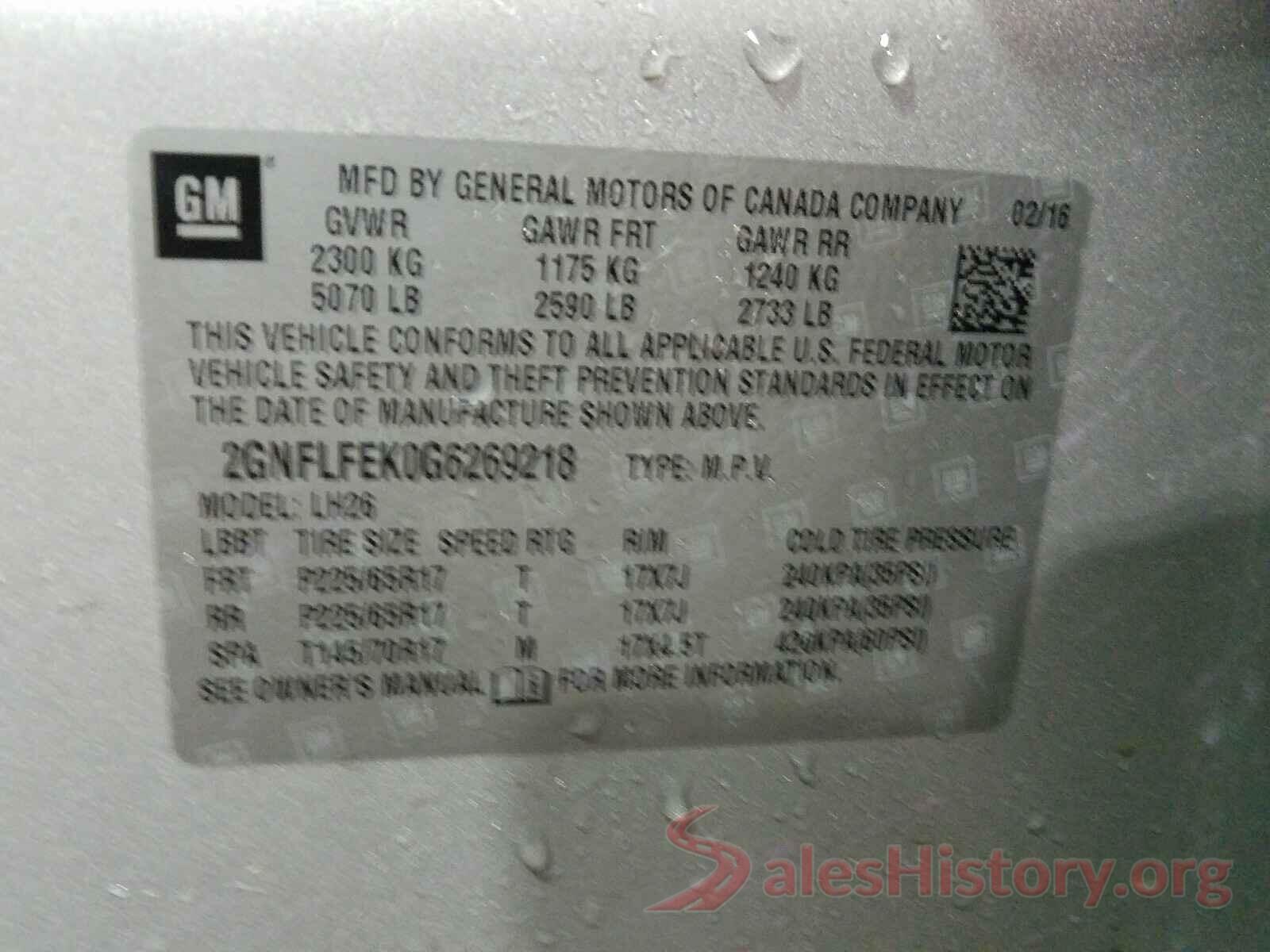 2GNFLFEK0G6269218 2016 CHEVROLET EQUINOX