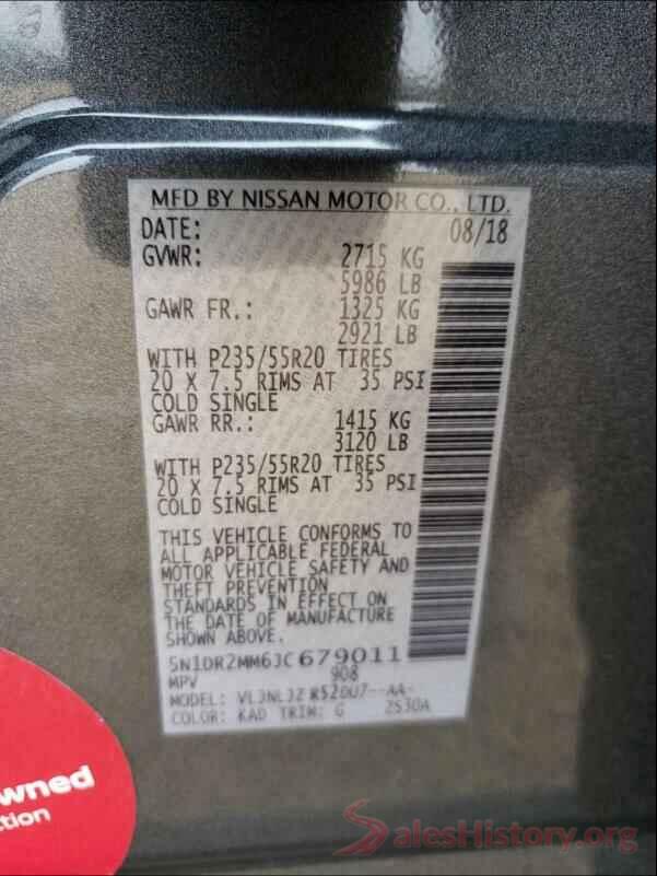 5N1DR2MM6JC679011 2018 NISSAN PATHFINDER