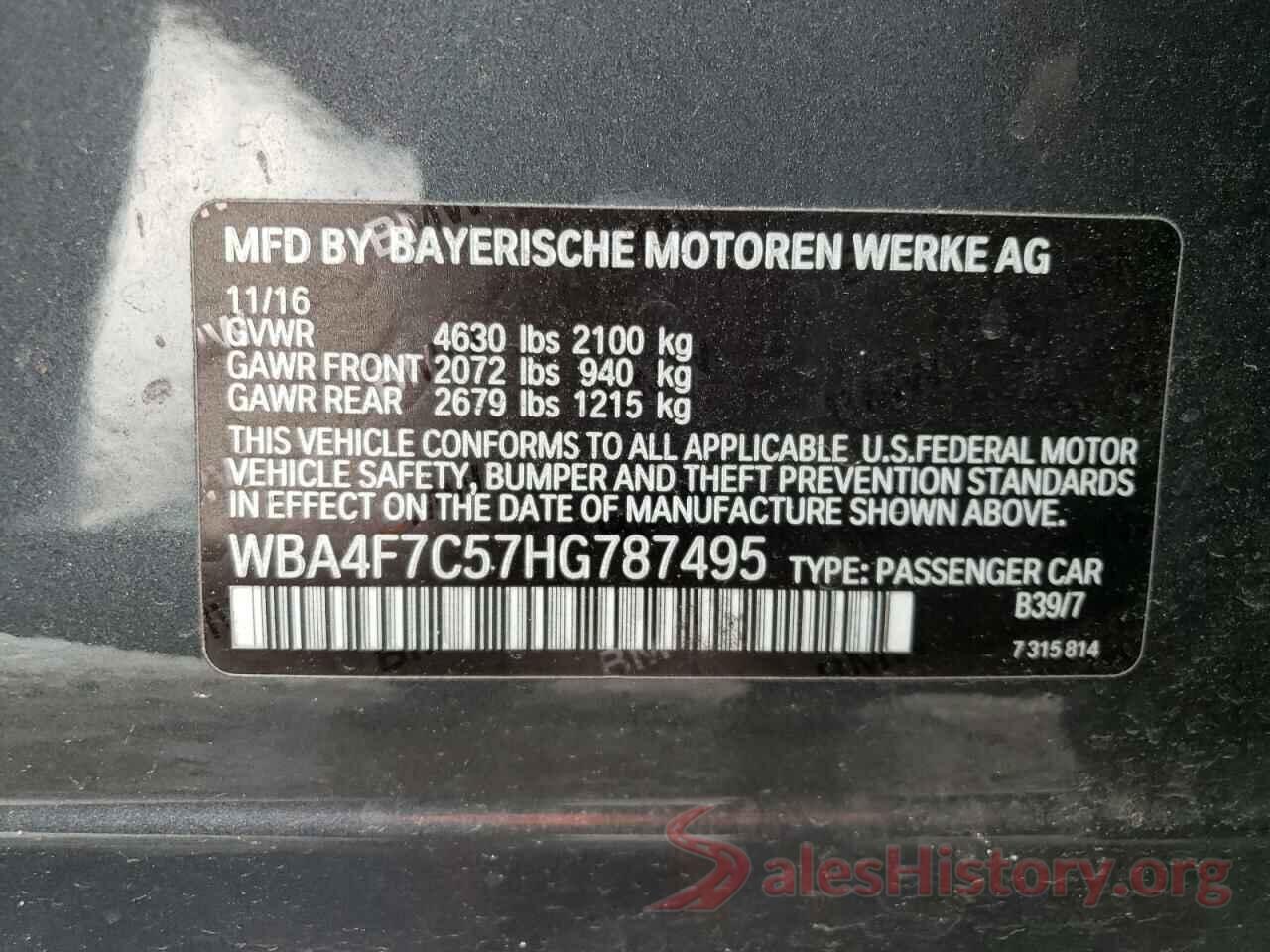 WBA4F7C57HG787495 2017 BMW 4 SERIES