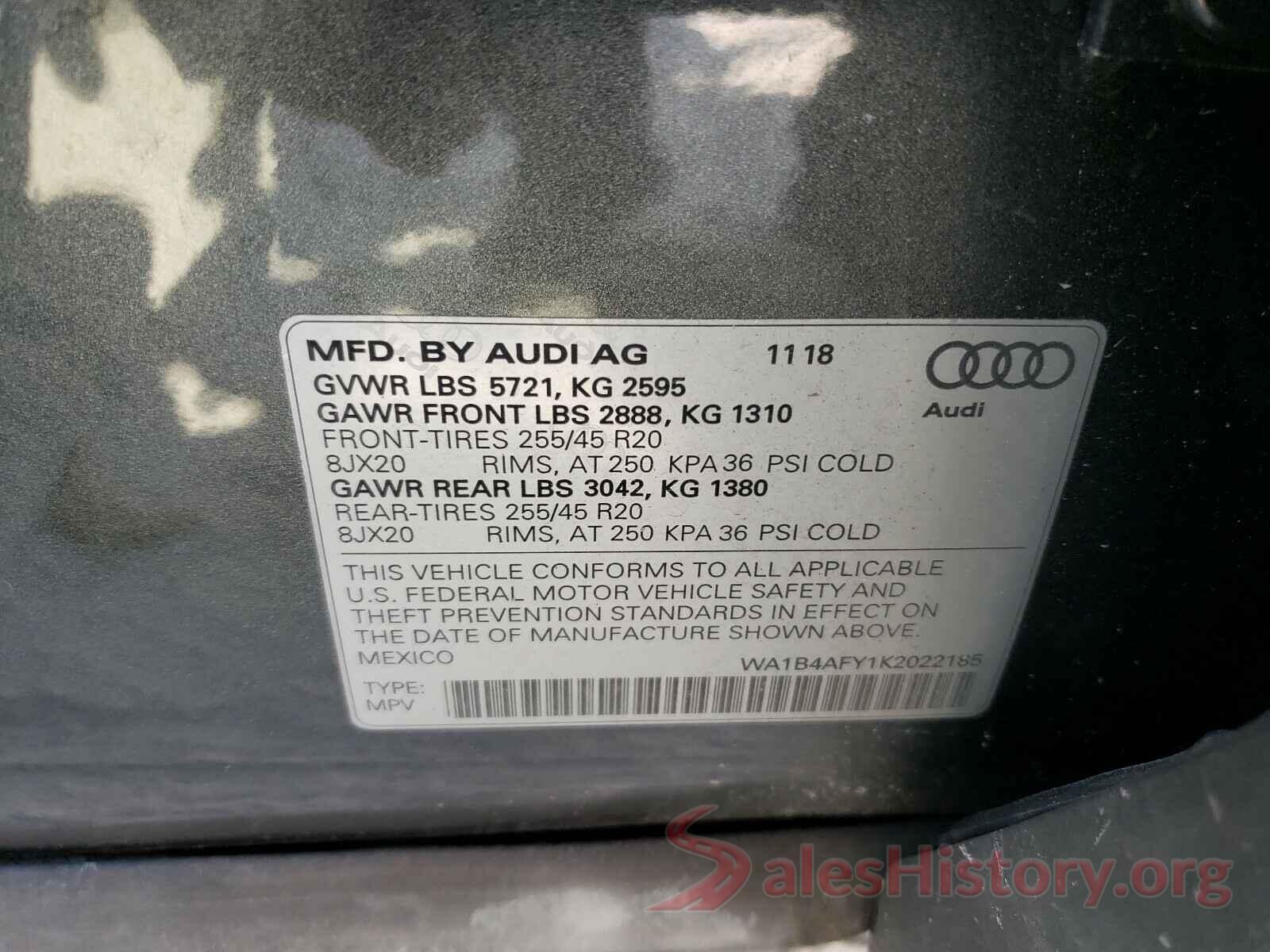 WA1B4AFY1K2022185 2019 AUDI SQ5