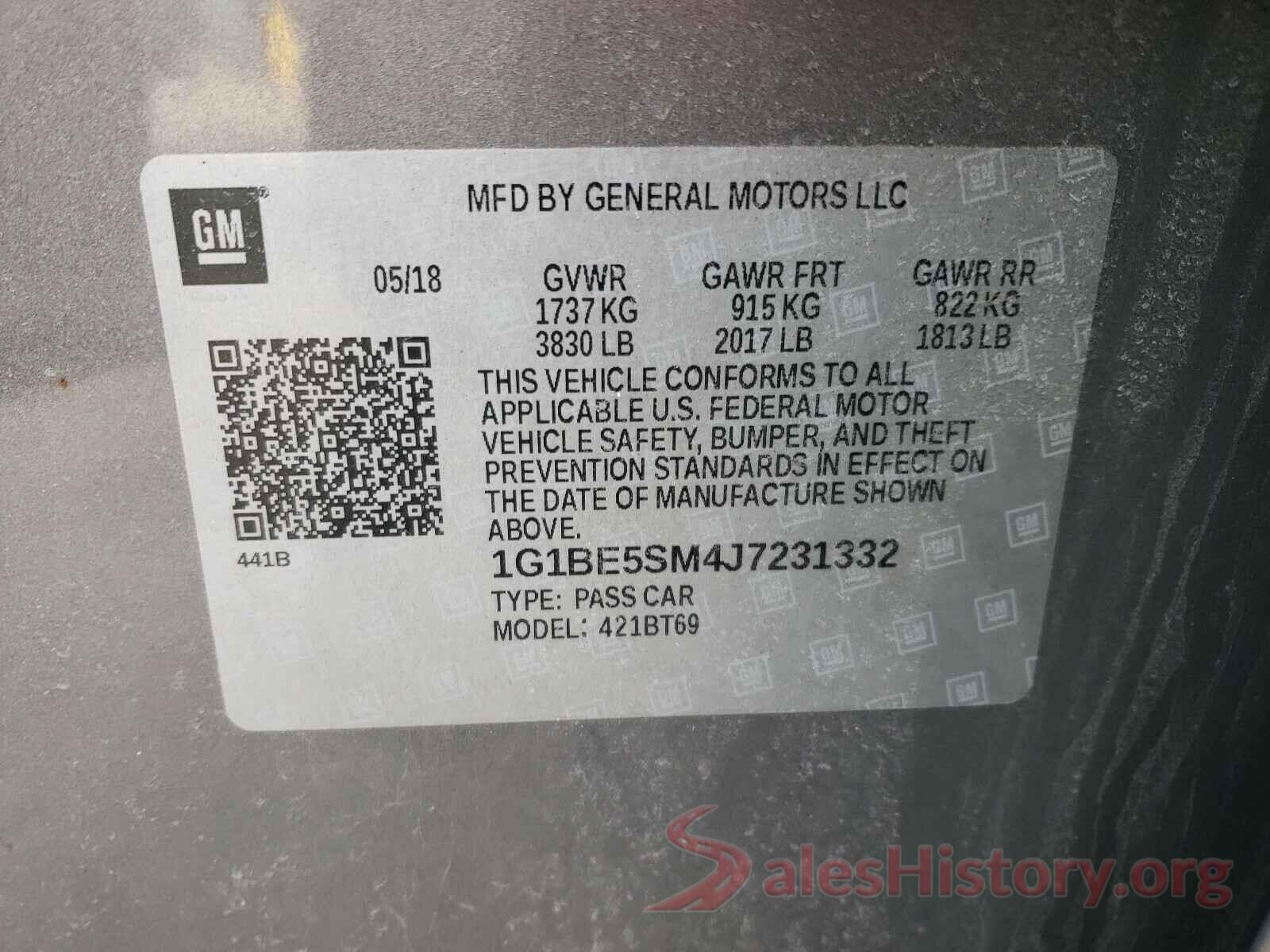 1G1BE5SM4J7231332 2018 CHEVROLET CRUZE