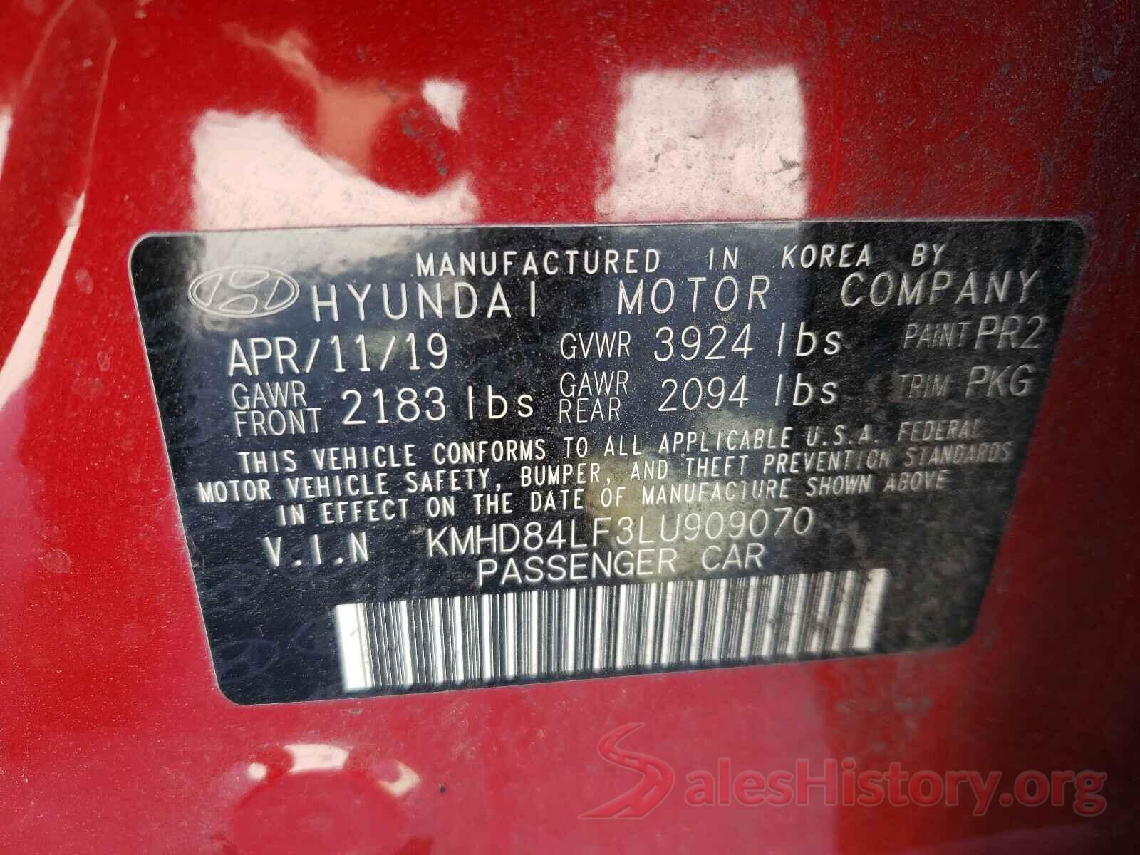 KMHD84LF3LU909070 2020 HYUNDAI ELANTRA