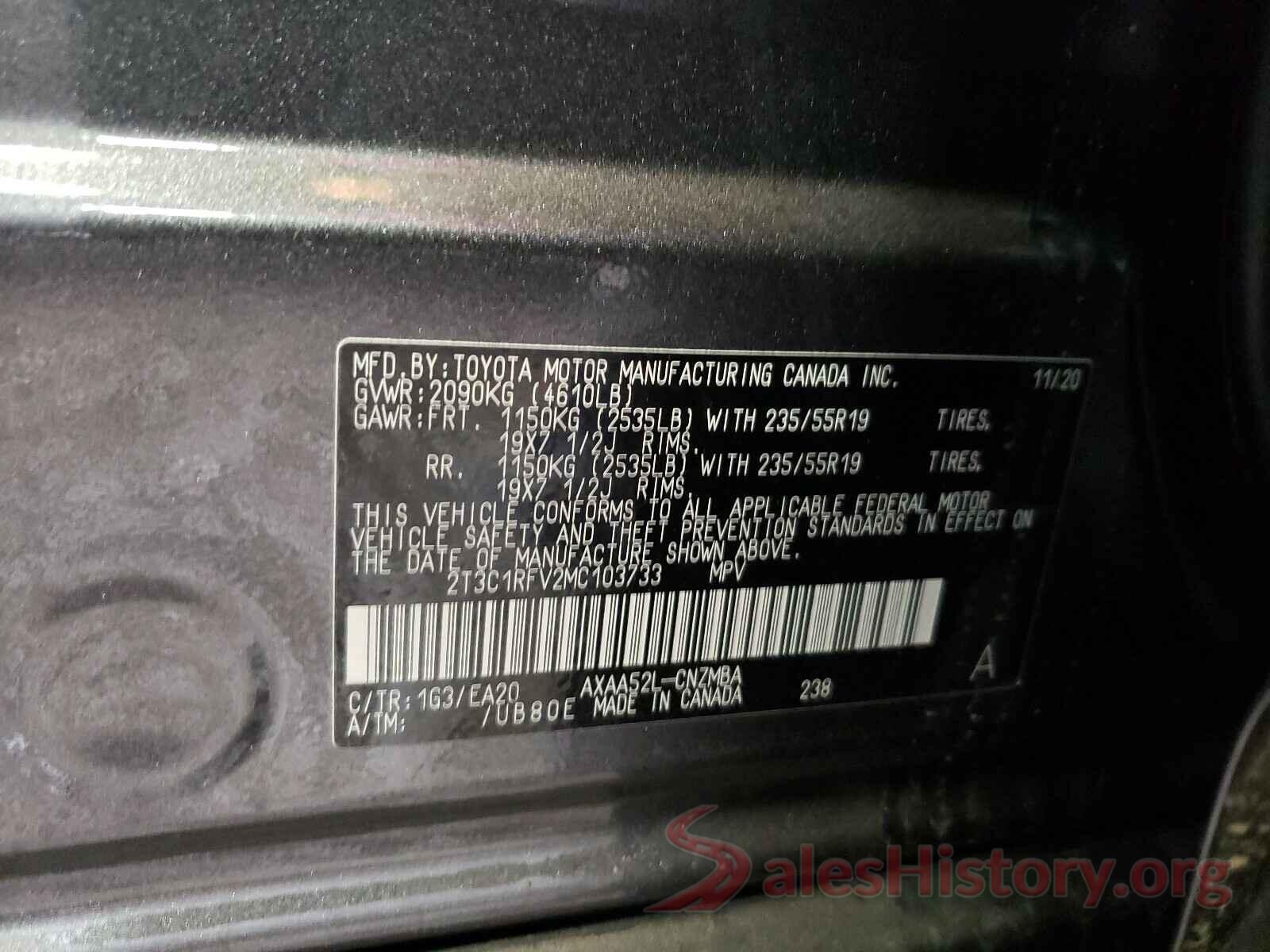 2T3C1RFV2MC103733 2021 TOYOTA RAV4