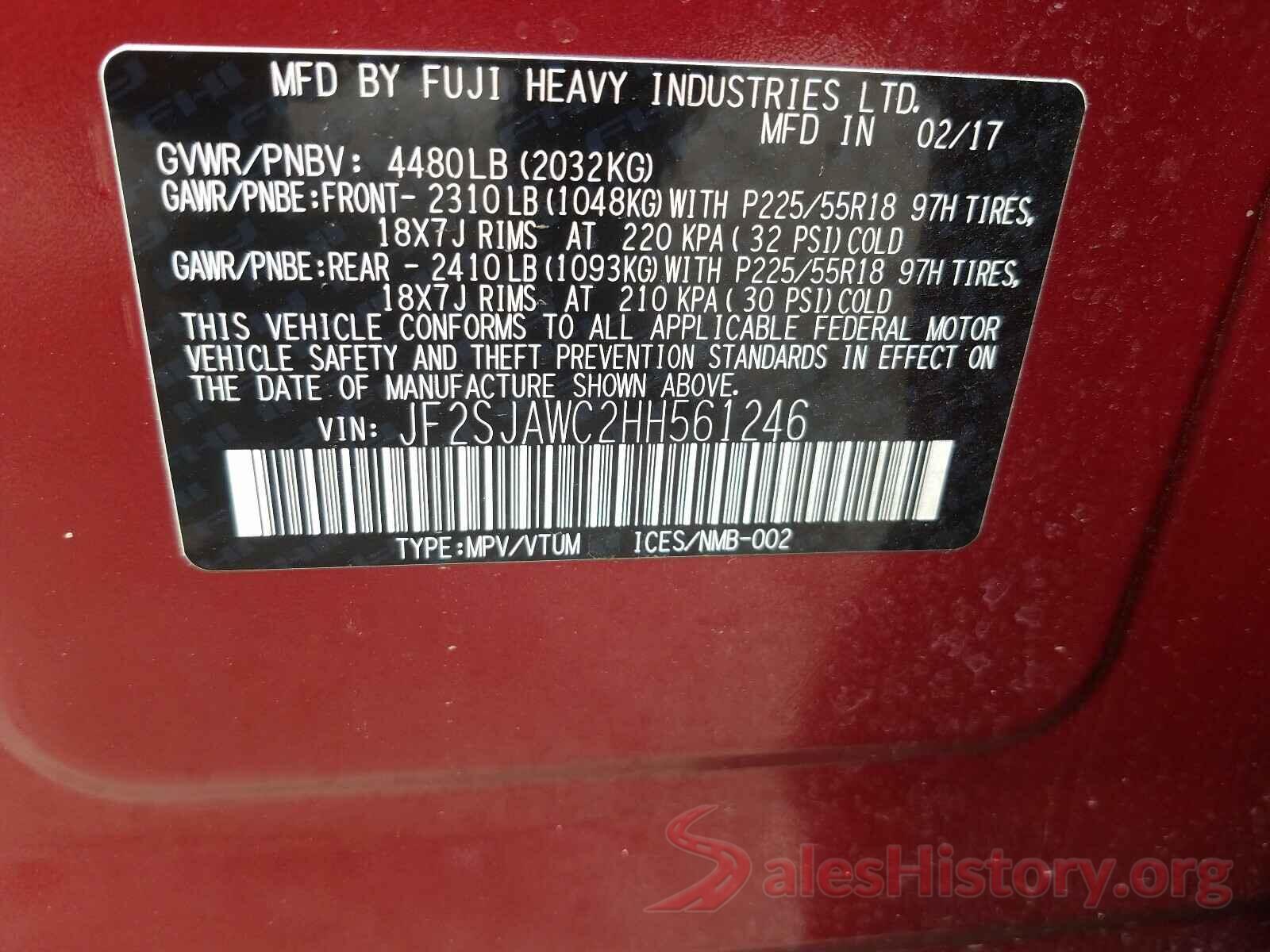 JF2SJAWC2HH561246 2017 SUBARU FORESTER