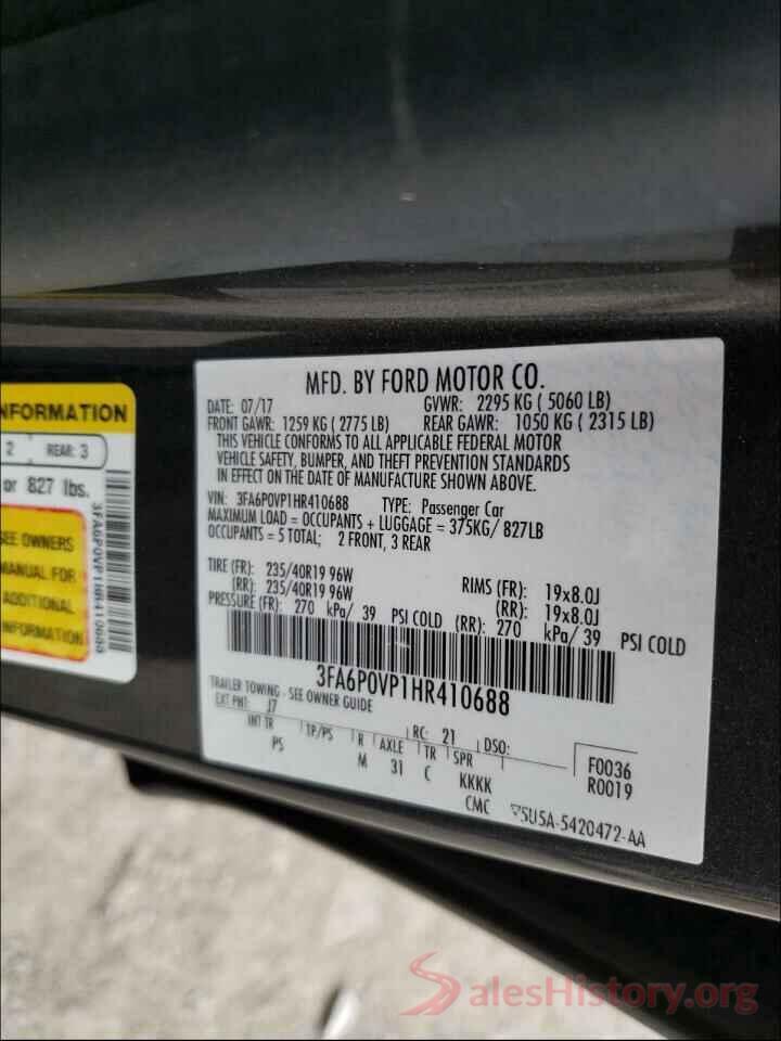 3FA6P0VP1HR410688 2017 FORD FUSION