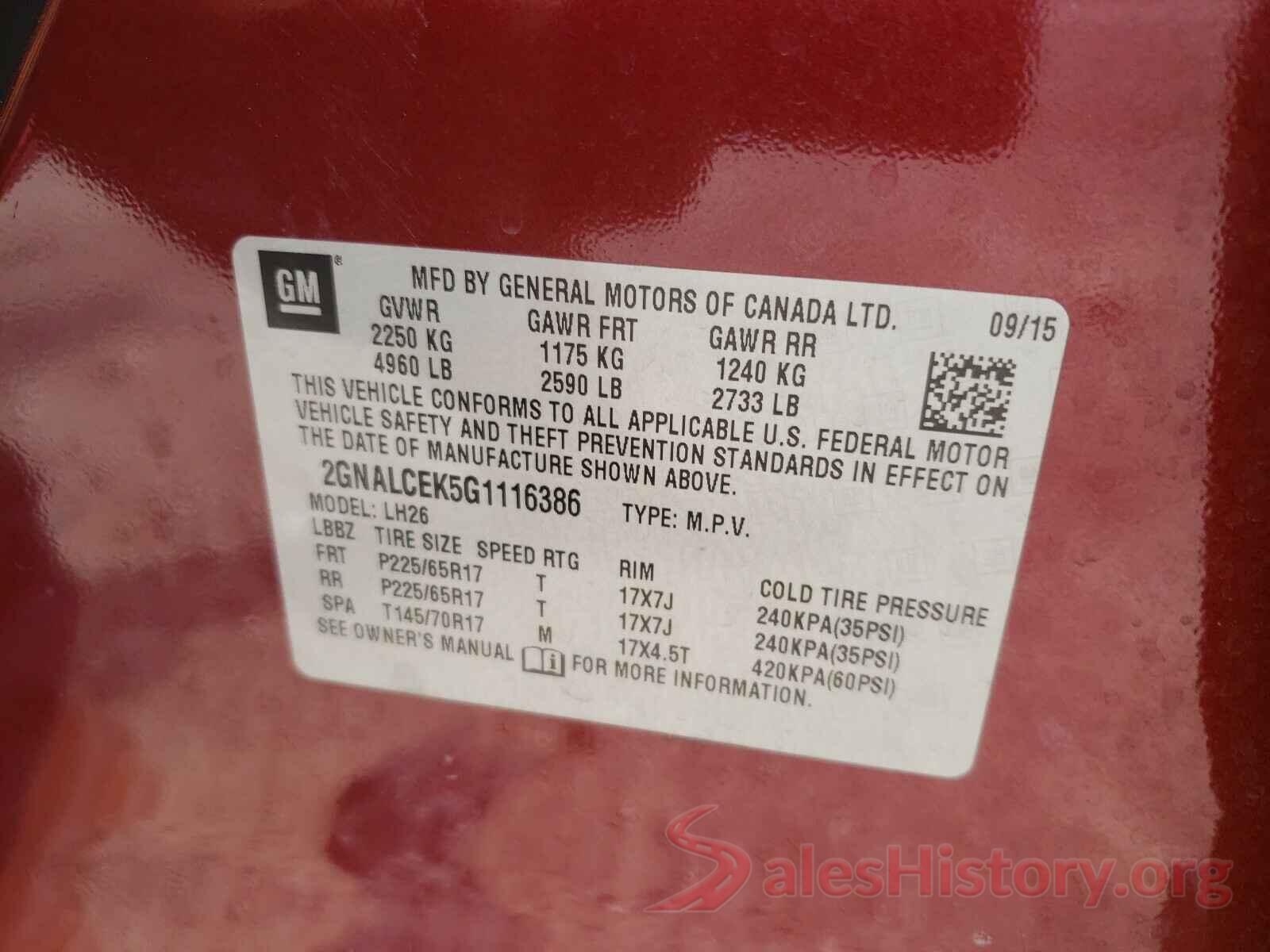 2GNALCEK5G1116386 2016 CHEVROLET EQUINOX