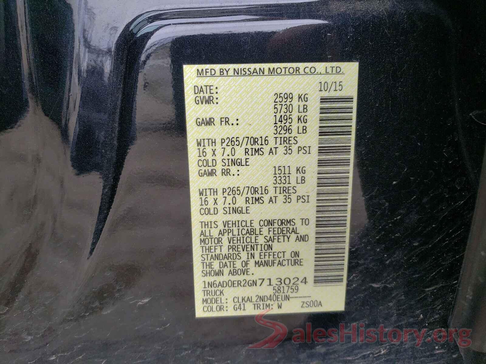 1N6AD0ER2GN713024 2016 NISSAN FRONTIER