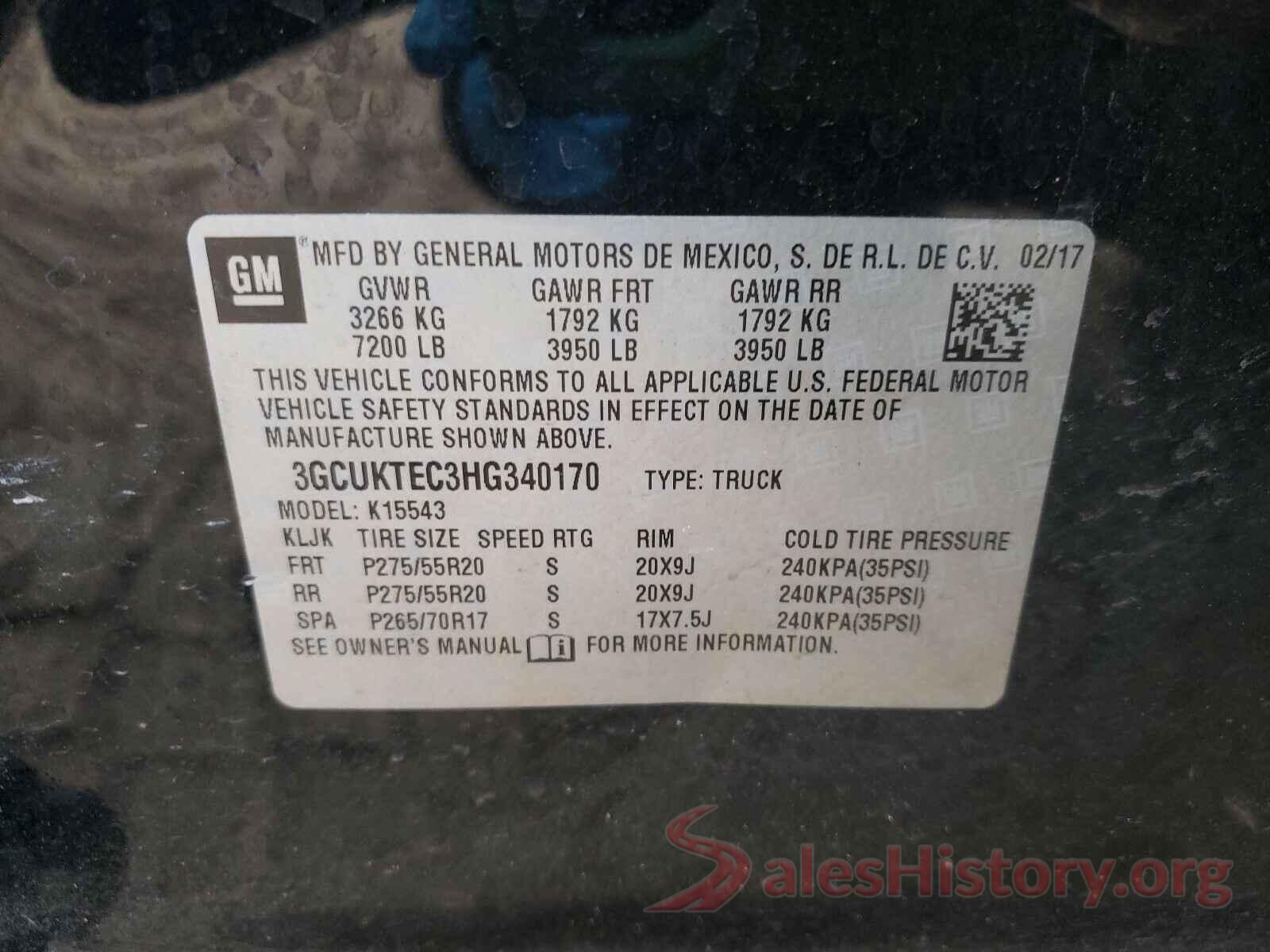 3GCUKTEC3HG340170 2017 CHEVROLET SILVERADO