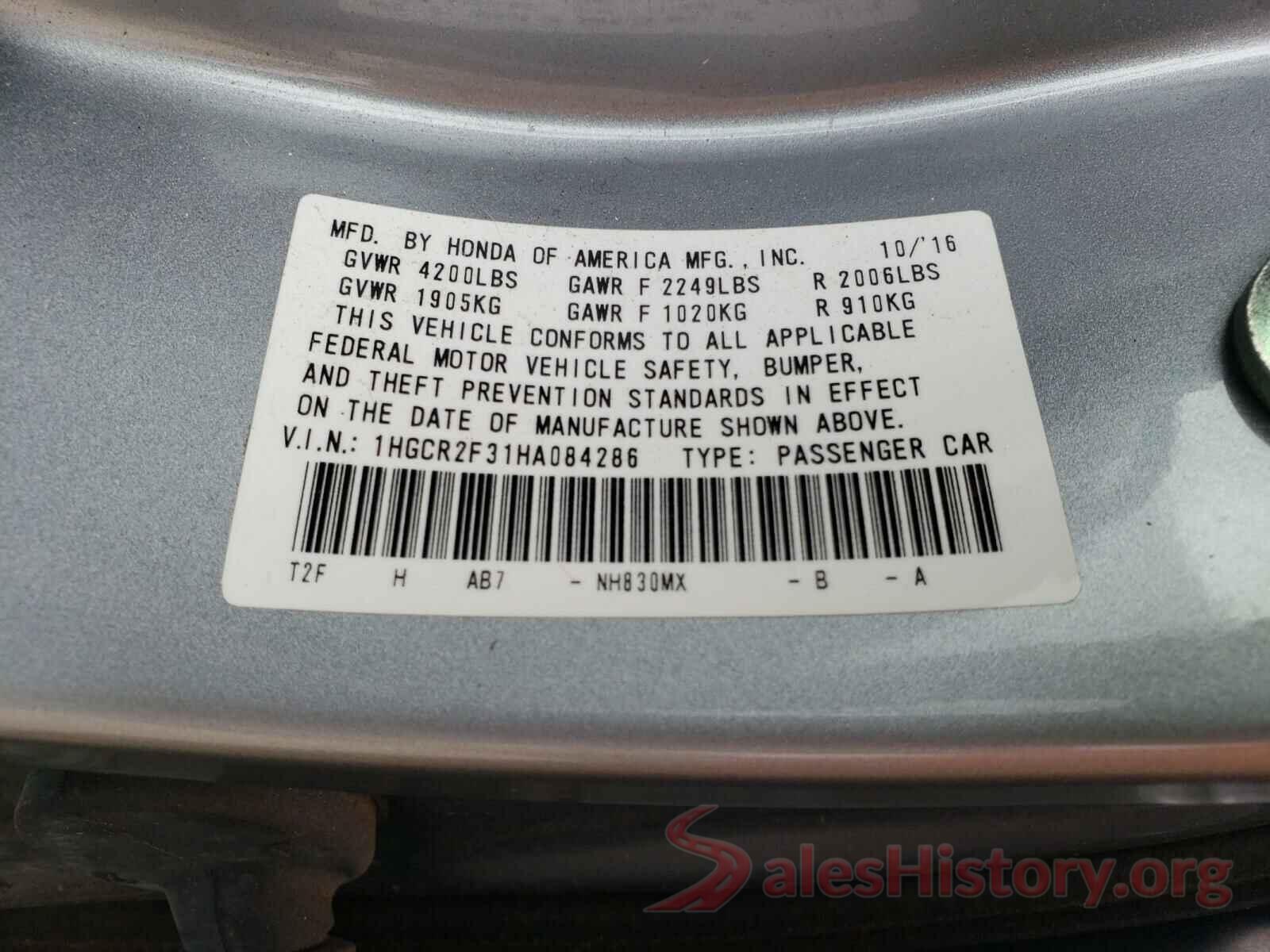 1HGCR2F31HA084286 2017 HONDA ACCORD