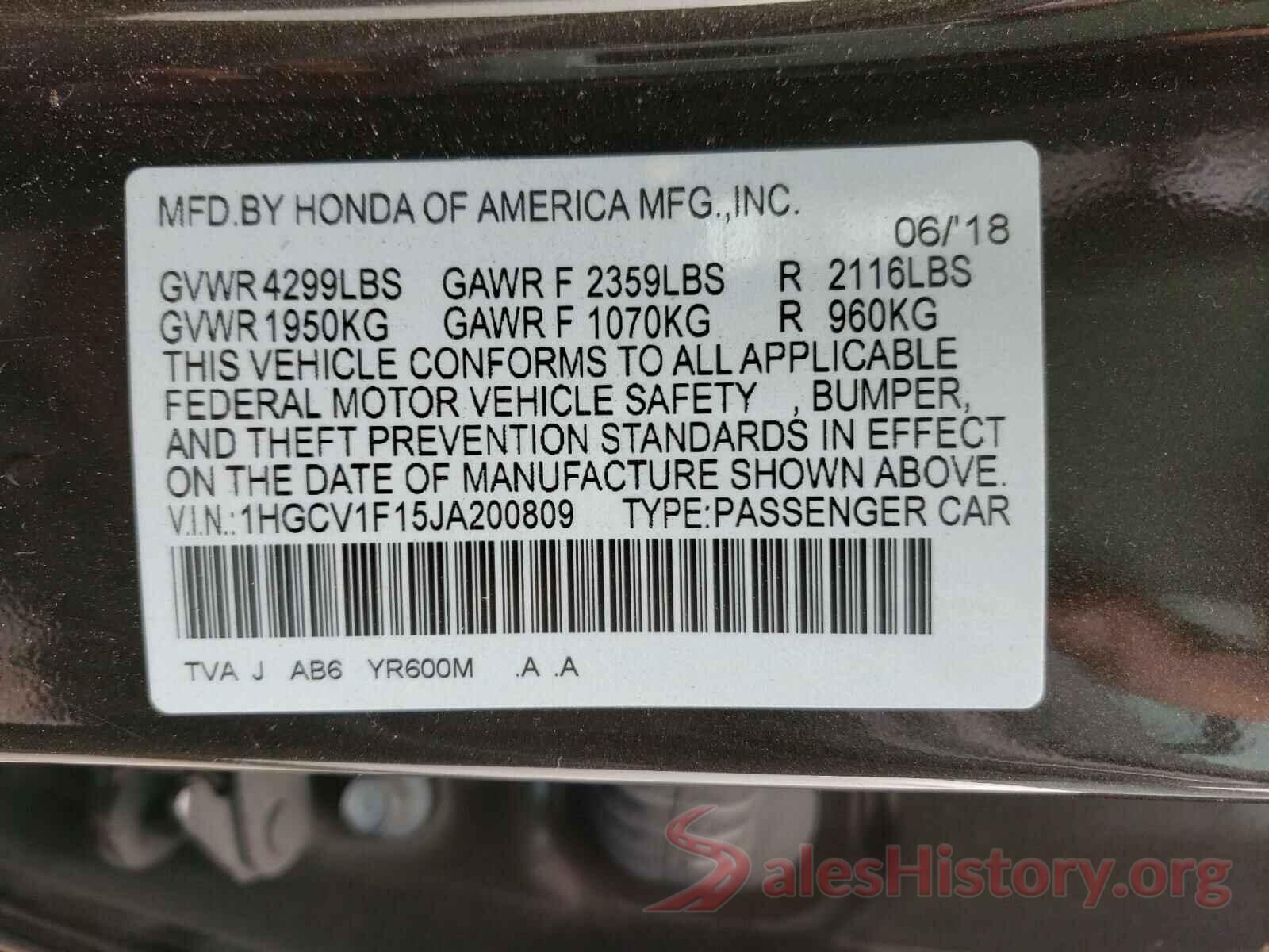 1HGCV1F15JA200809 2018 HONDA ACCORD