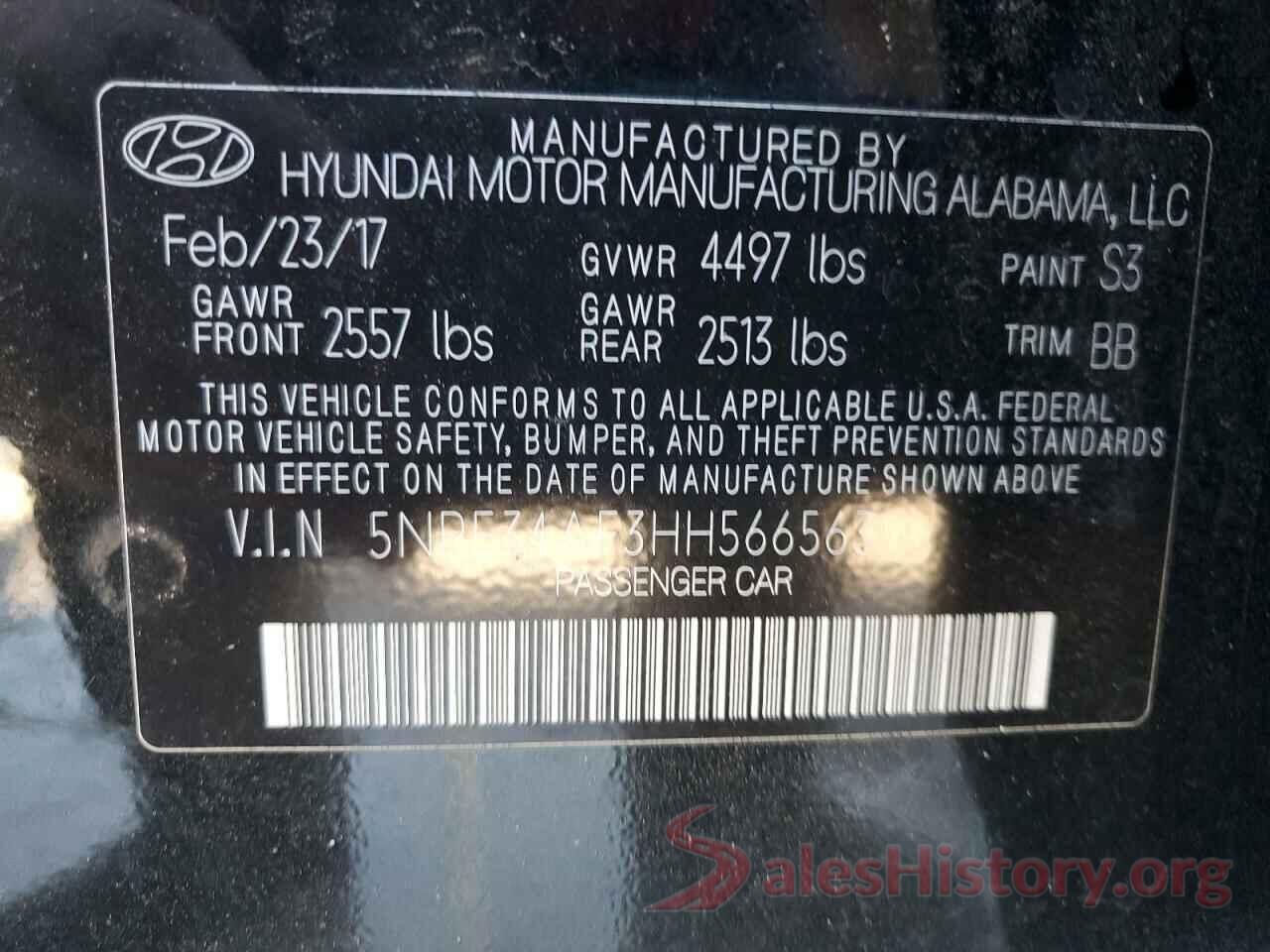 5NPE34AF3HH566563 2017 HYUNDAI SONATA