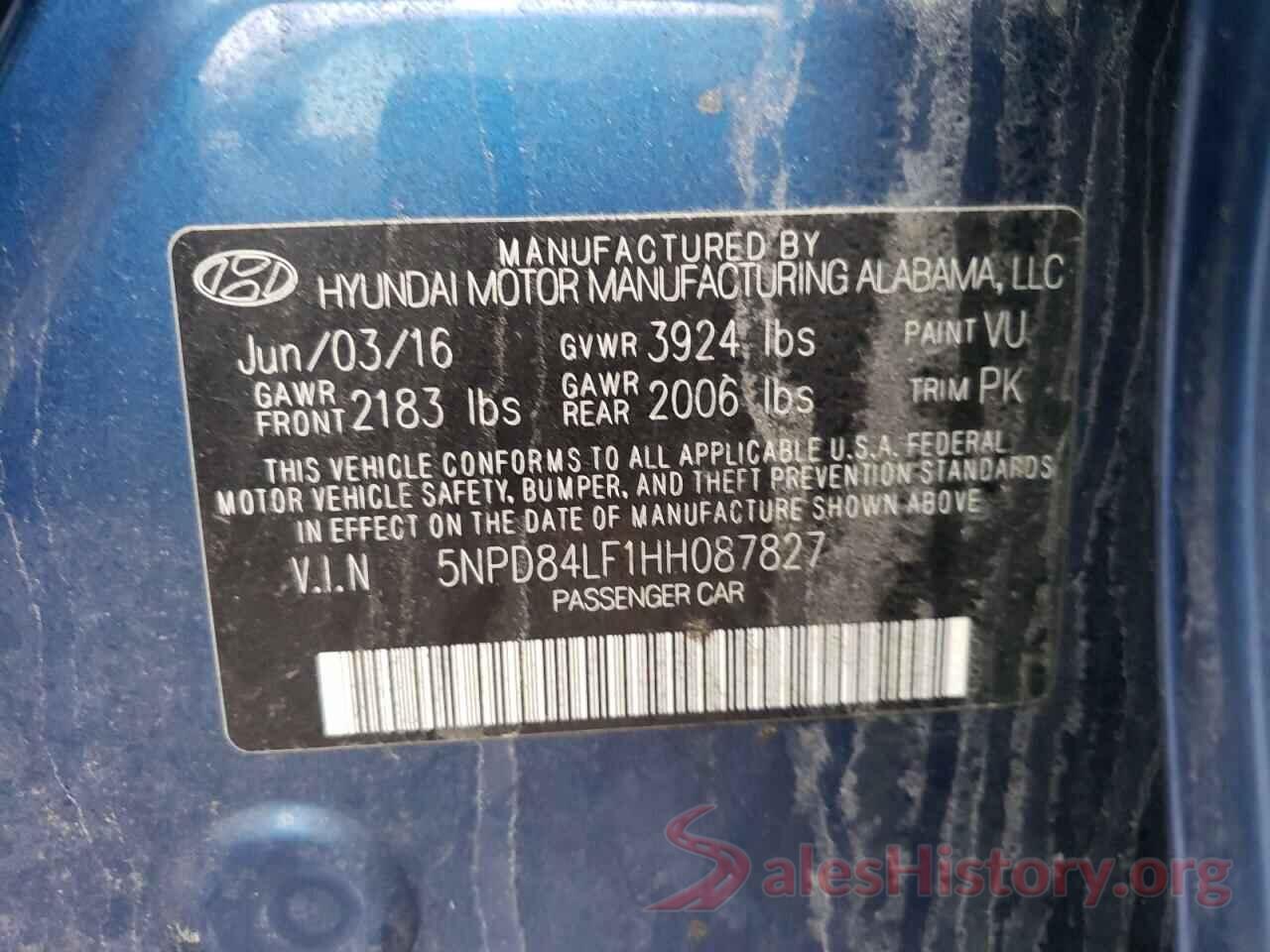 5NPD84LF1HH087827 2017 HYUNDAI ELANTRA