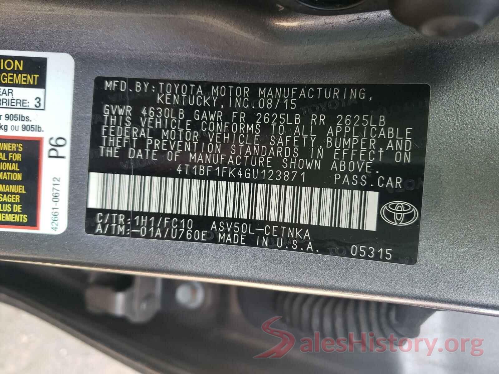 4T1BF1FK4GU123871 2016 TOYOTA CAMRY