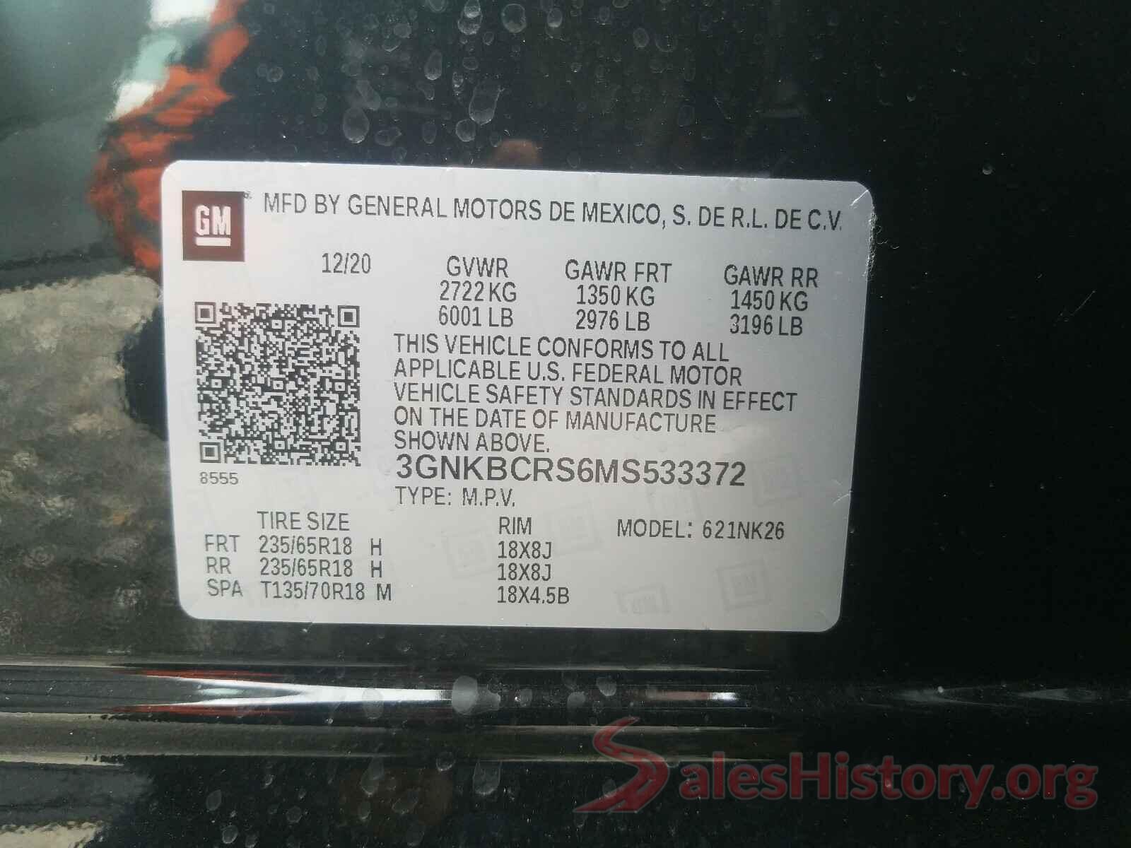 3GNKBCRS6MS533372 2021 CHEVROLET BLAZER