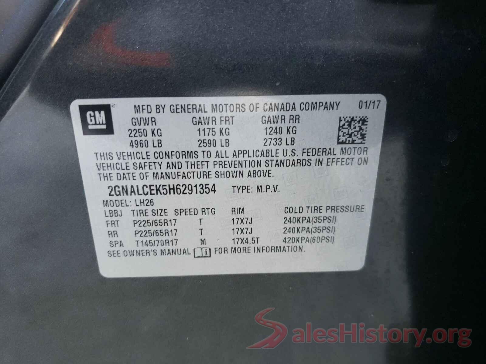 2GNALCEK5H6291354 2017 CHEVROLET EQUINOX