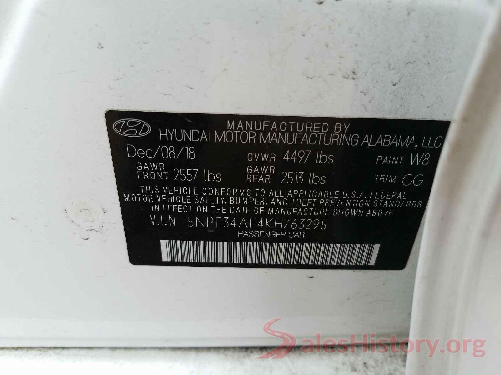 5NPE34AF4KH763295 2019 HYUNDAI SONATA