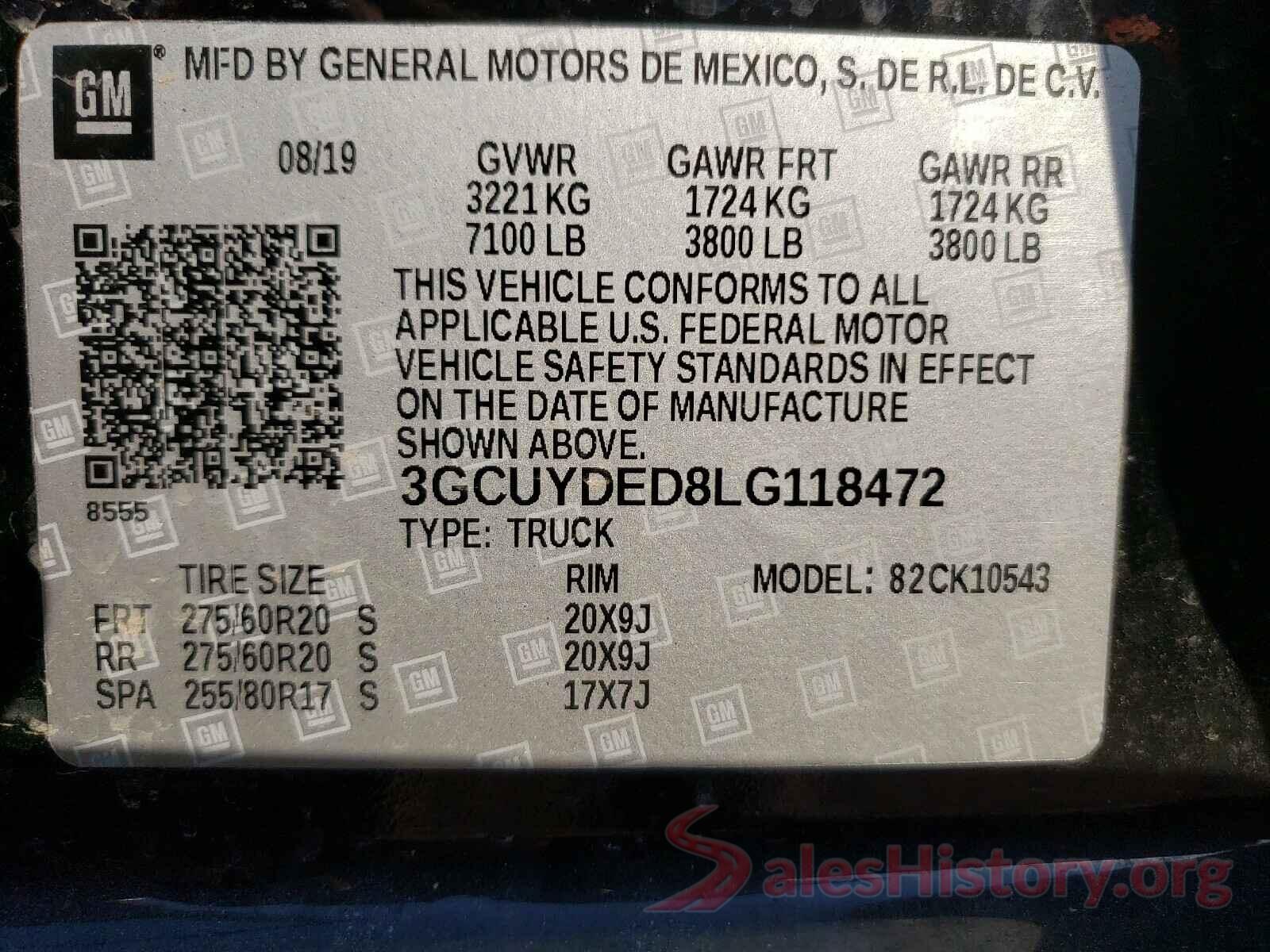 3GCUYDED8LG118472 2020 CHEVROLET SILVERADO