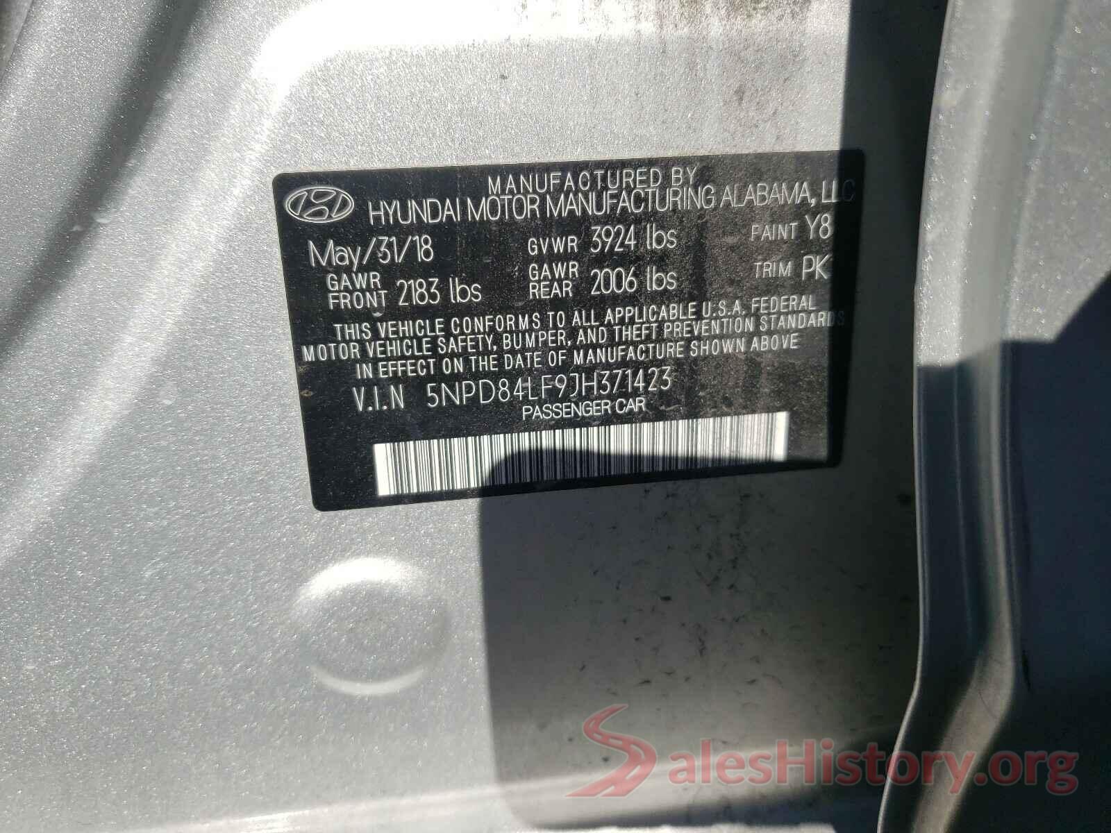 5NPD84LF9JH371423 2018 HYUNDAI ELANTRA