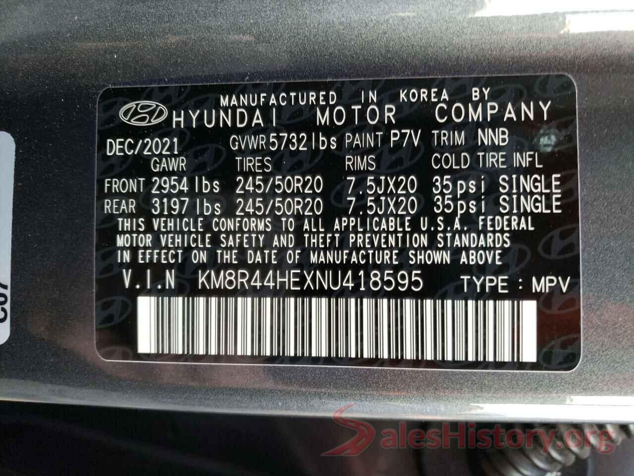 KM8R44HEXNU418595 2022 HYUNDAI PALISADE