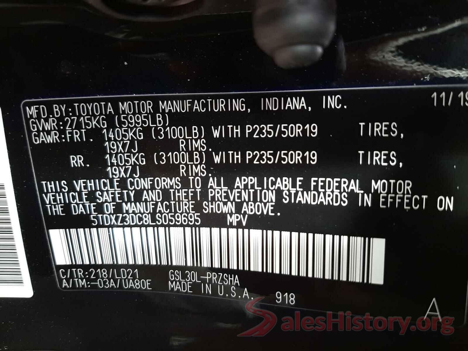 5TDXZ3DC8LS059695 2020 TOYOTA SIENNA