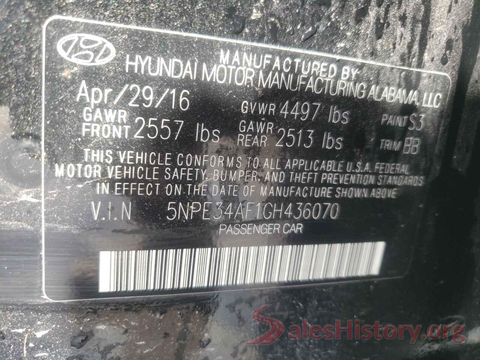 5NPE34AF1GH436070 2016 HYUNDAI SONATA