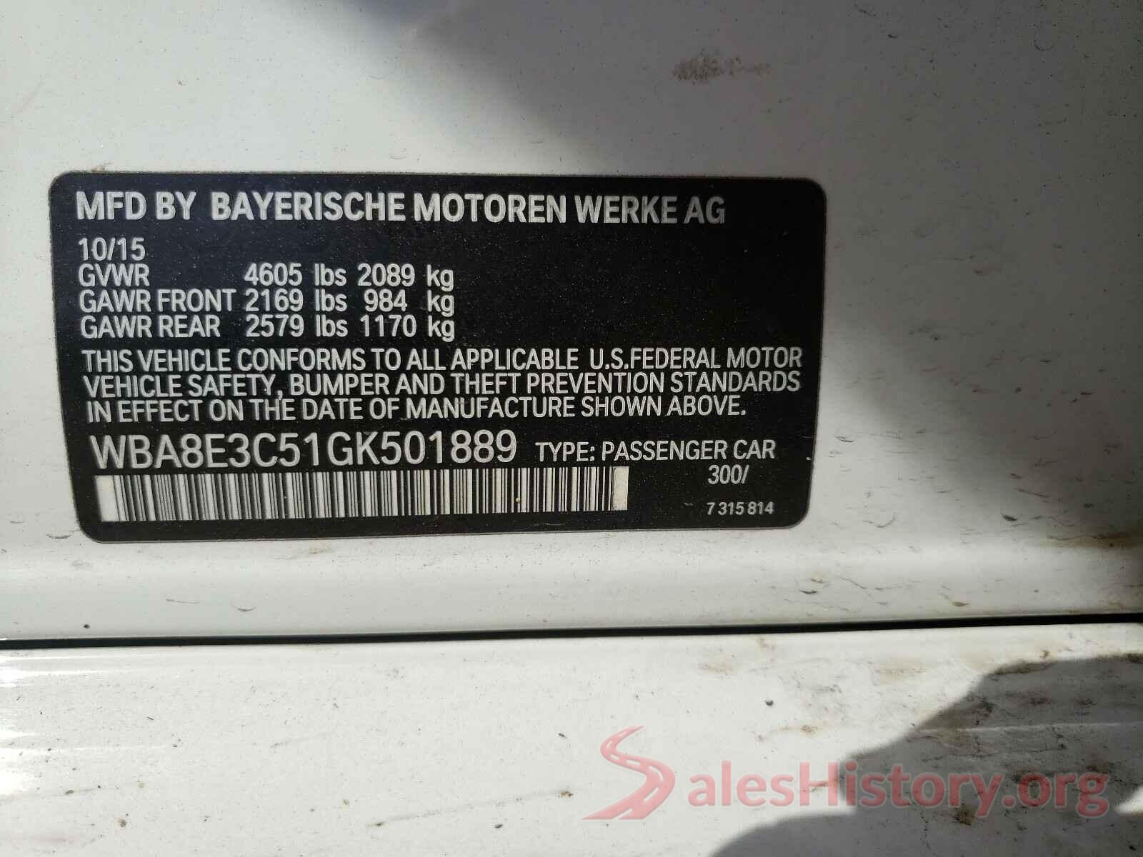 WBA8E3C51GK501889 2016 BMW 3 SERIES