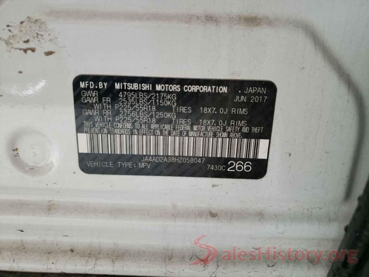 JA4AD2A38HZ058047 2017 MITSUBISHI OUTLANDER