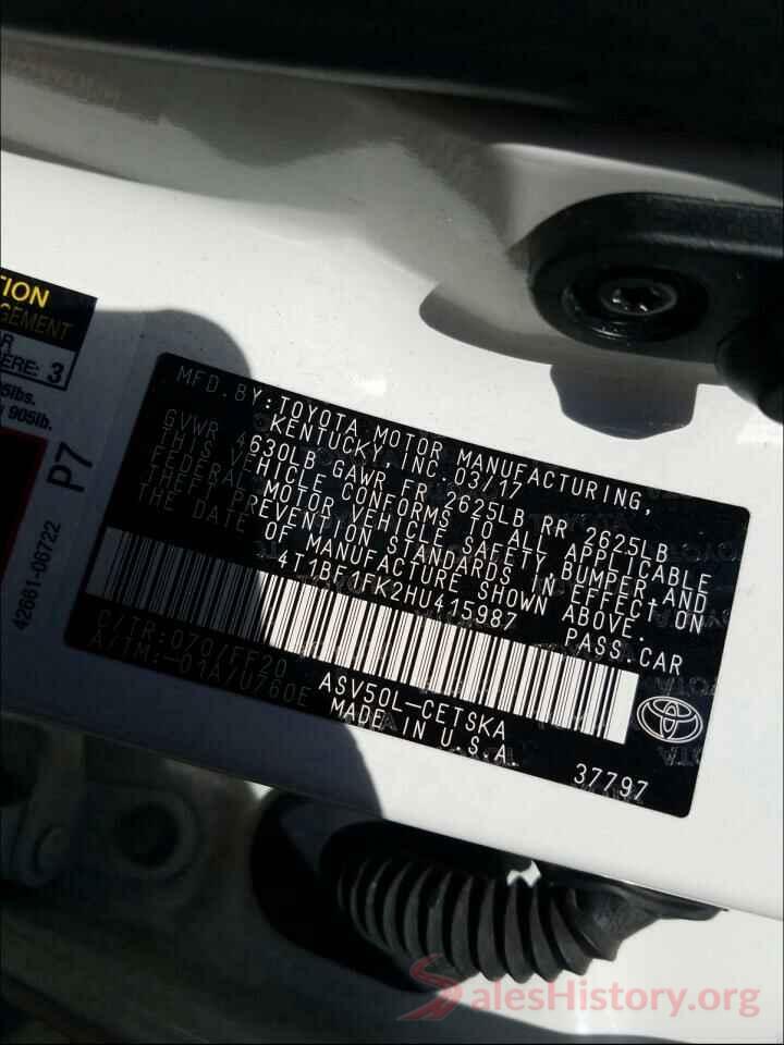 4T1BF1FK2HU415987 2017 TOYOTA CAMRY