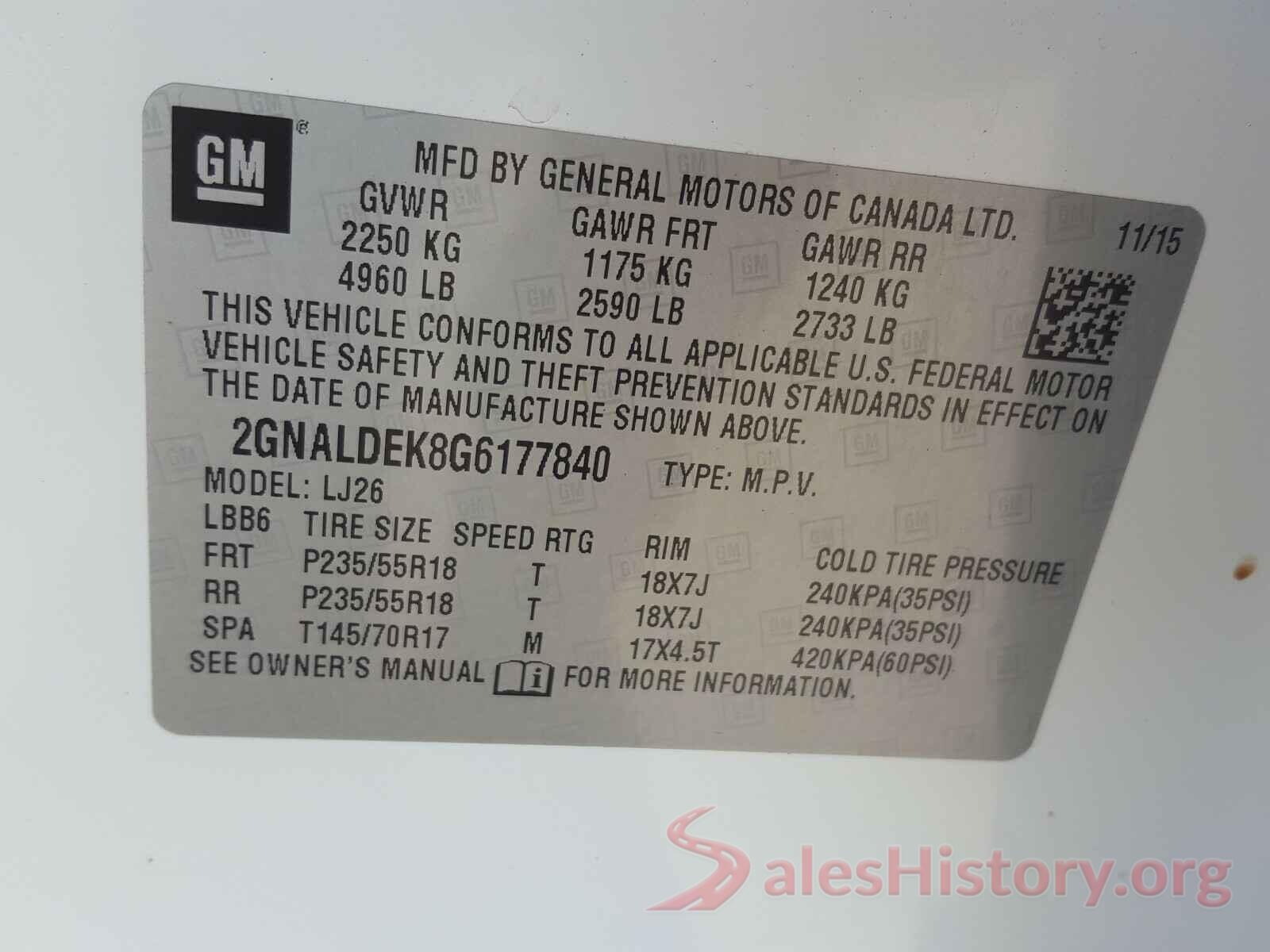 2GNALDEK8G6177840 2016 CHEVROLET EQUINOX