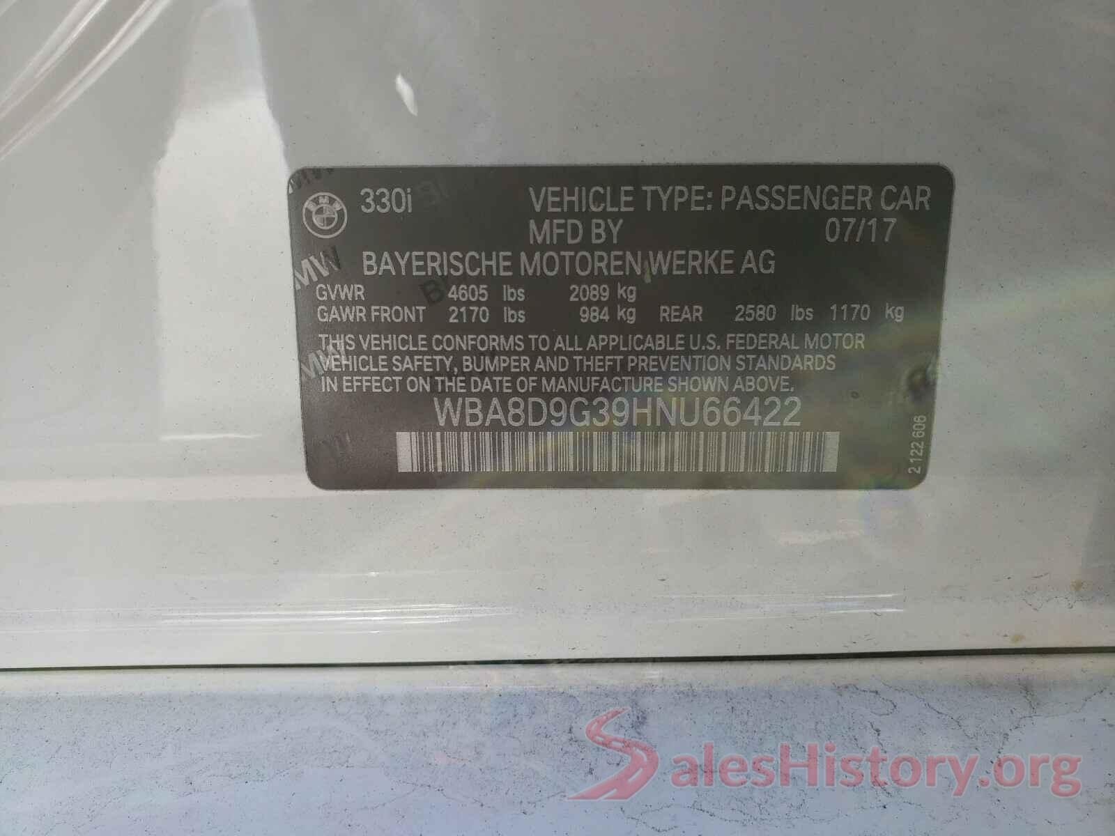 WBA8D9G39HNU66422 2017 BMW 3 SERIES