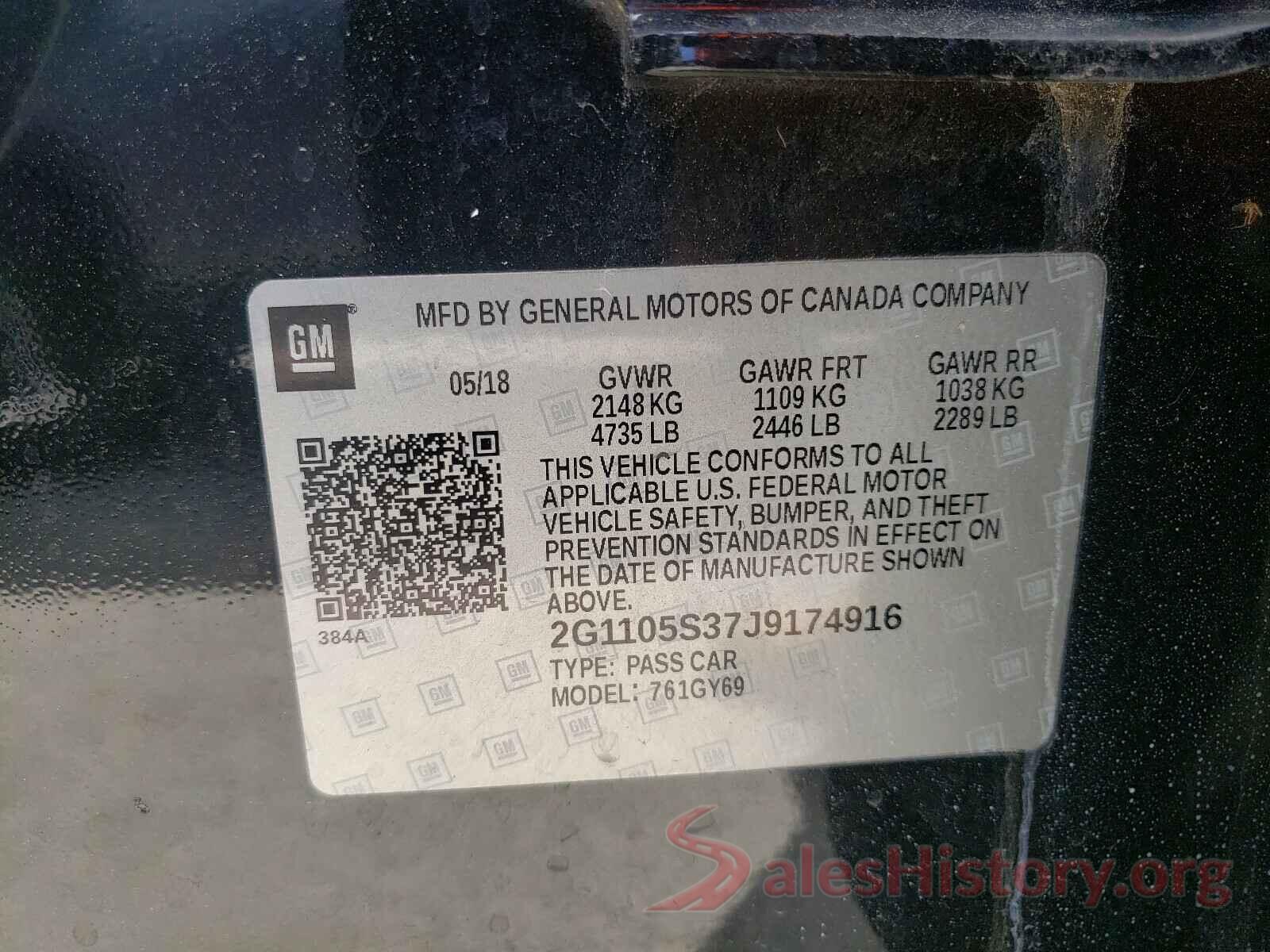 2G1105S37J9174916 2018 CHEVROLET IMPALA