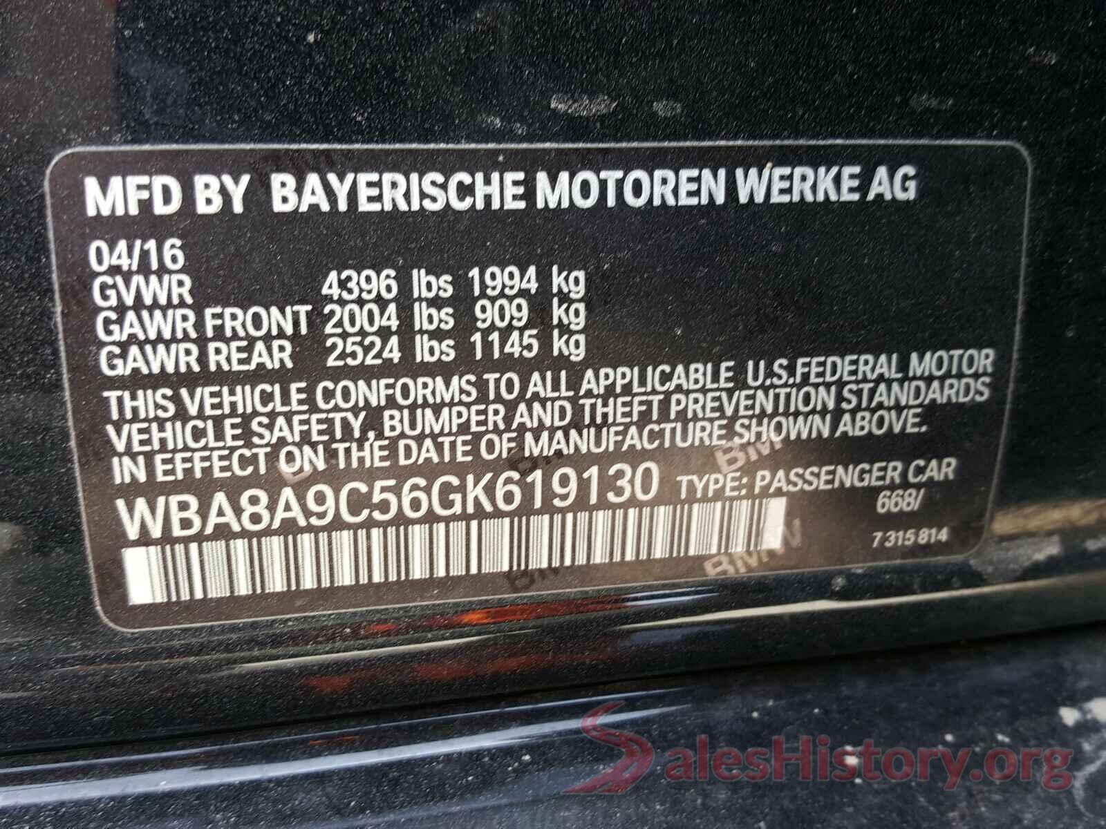 WBA8A9C56GK619130 2016 BMW 3 SERIES