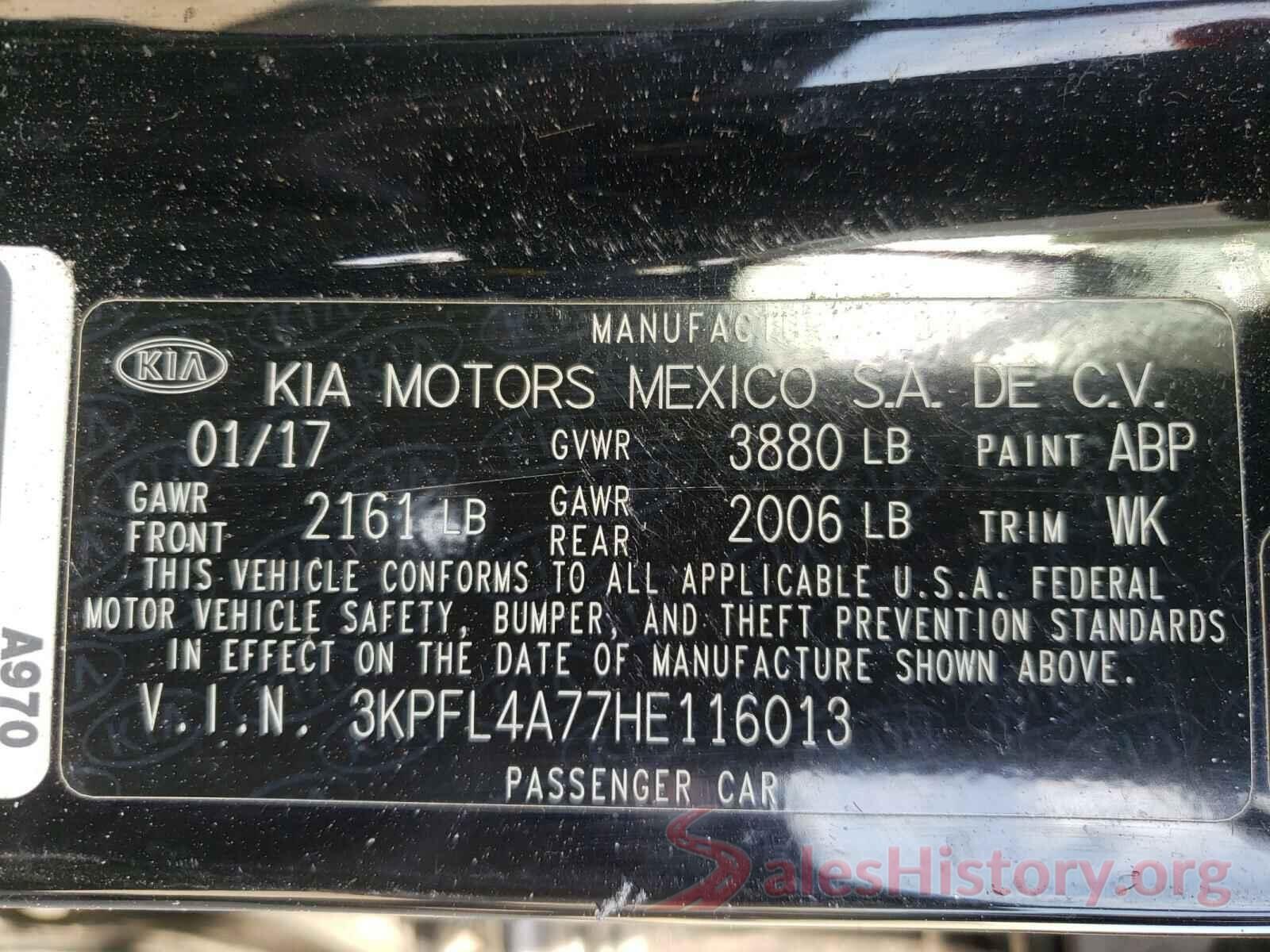 3KPFL4A77HE116013 2017 KIA FORTE