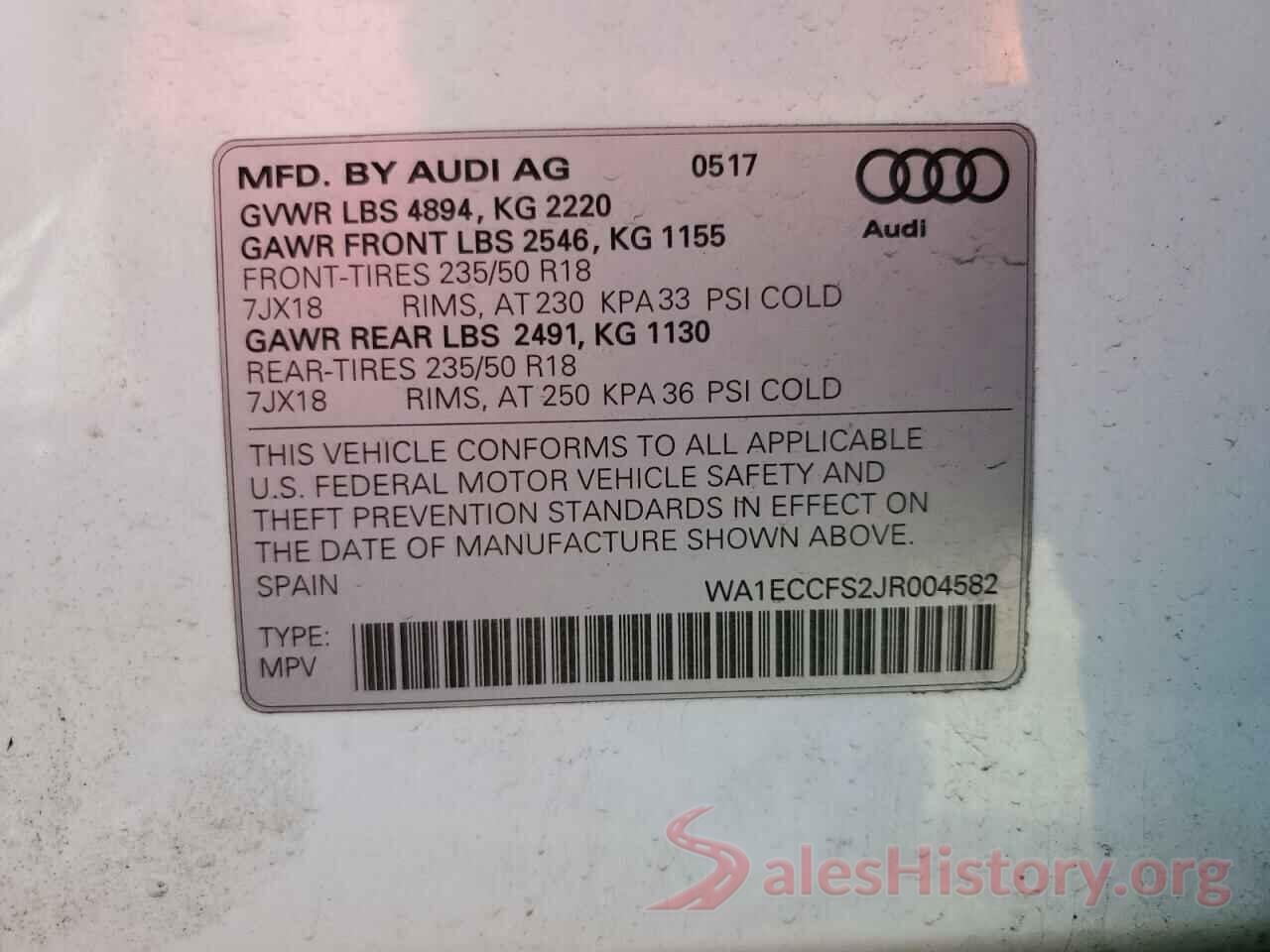 WA1ECCFS2JR004582 2018 AUDI Q3