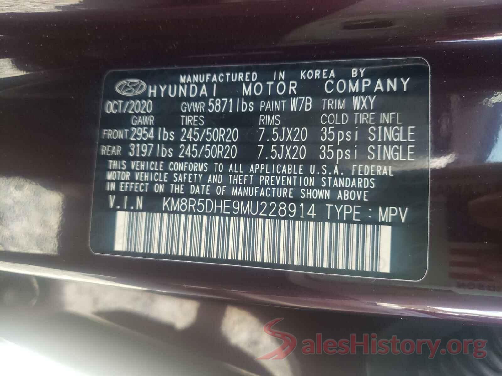 KM8R5DHE9MU228914 2021 HYUNDAI PALISADE