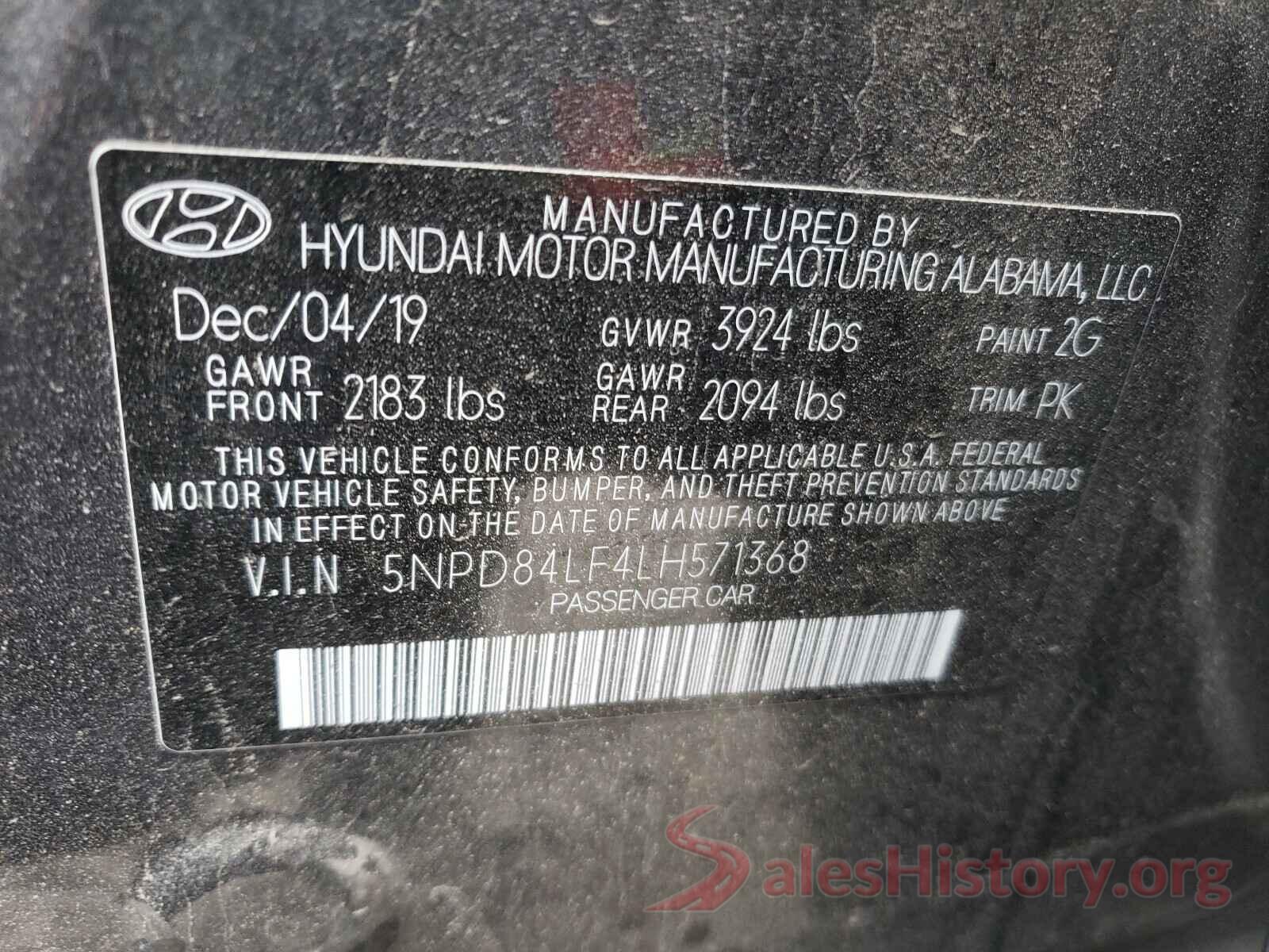 5NPD84LF4LH571368 2020 HYUNDAI ELANTRA