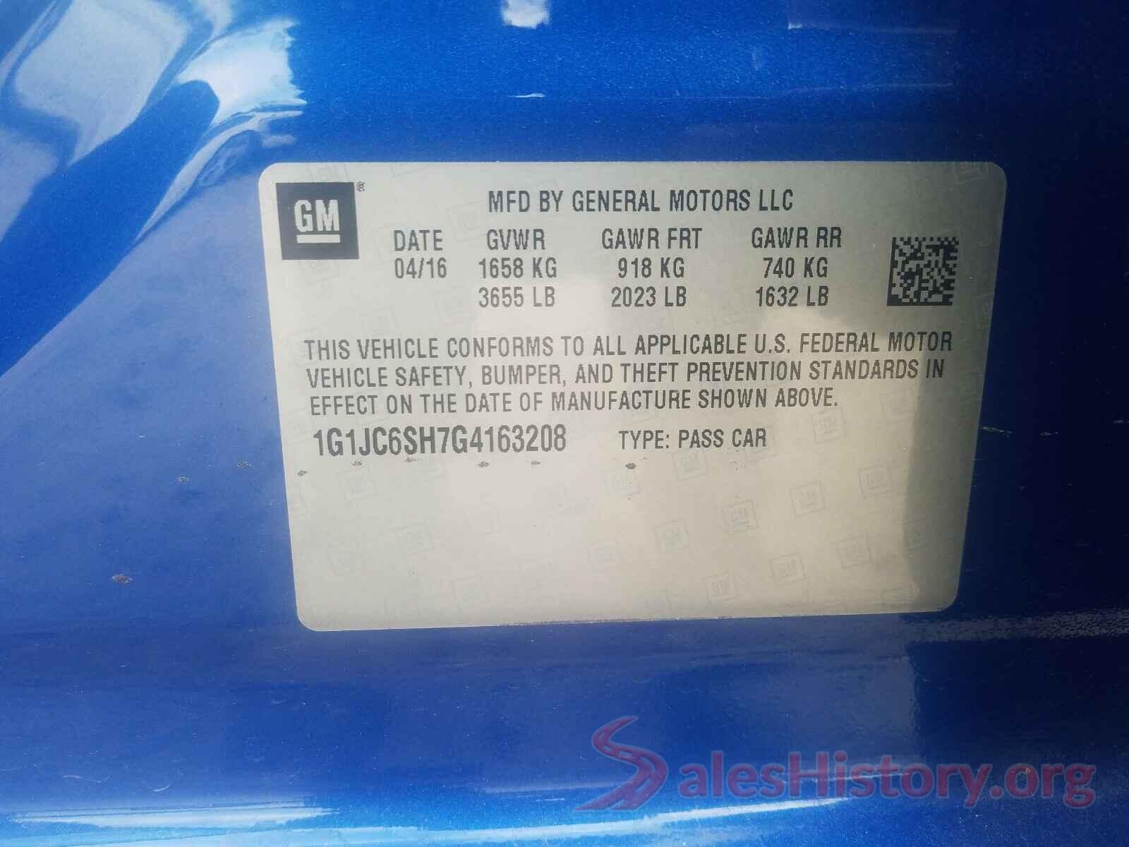 1G1JC6SH7G4163208 2016 CHEVROLET SONIC