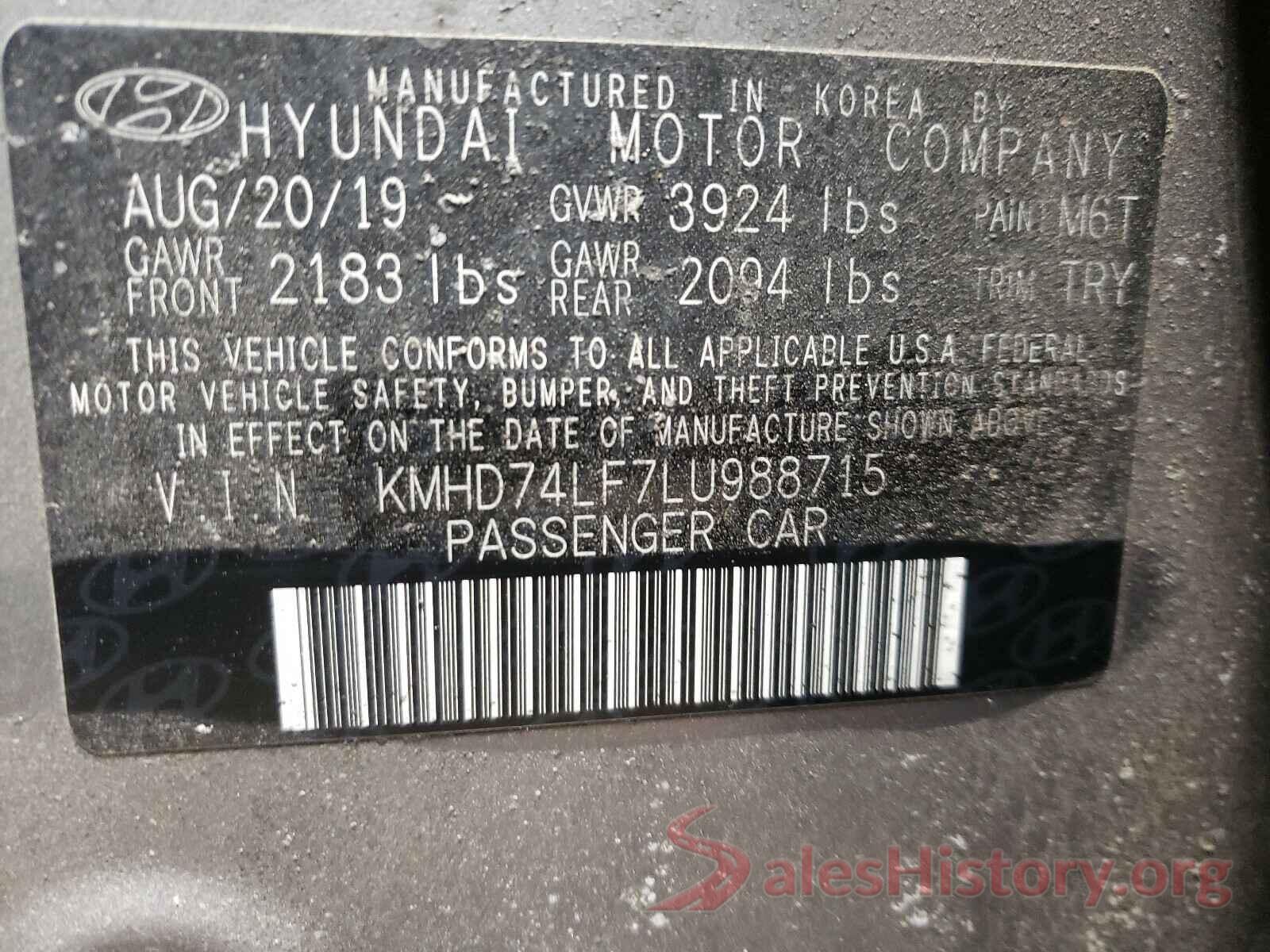 KMHD74LF7LU988715 2020 HYUNDAI ELANTRA