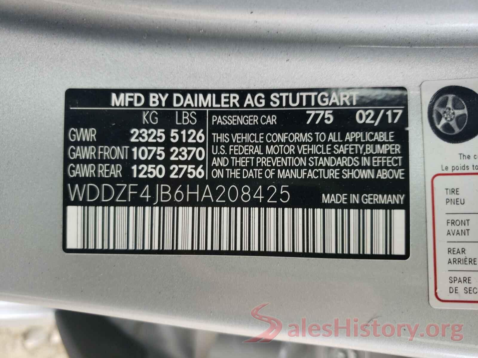 WDDZF4JB6HA208425 2017 MERCEDES-BENZ E CLASS