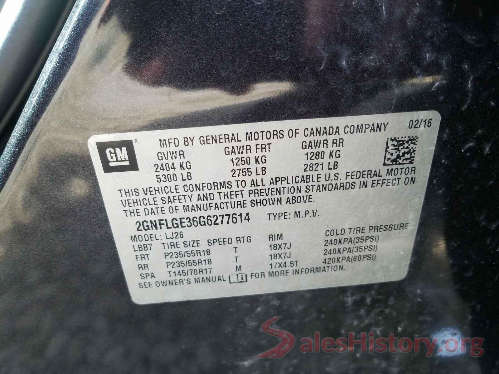 2GNFLGE36G6277614 2016 CHEVROLET EQUINOX