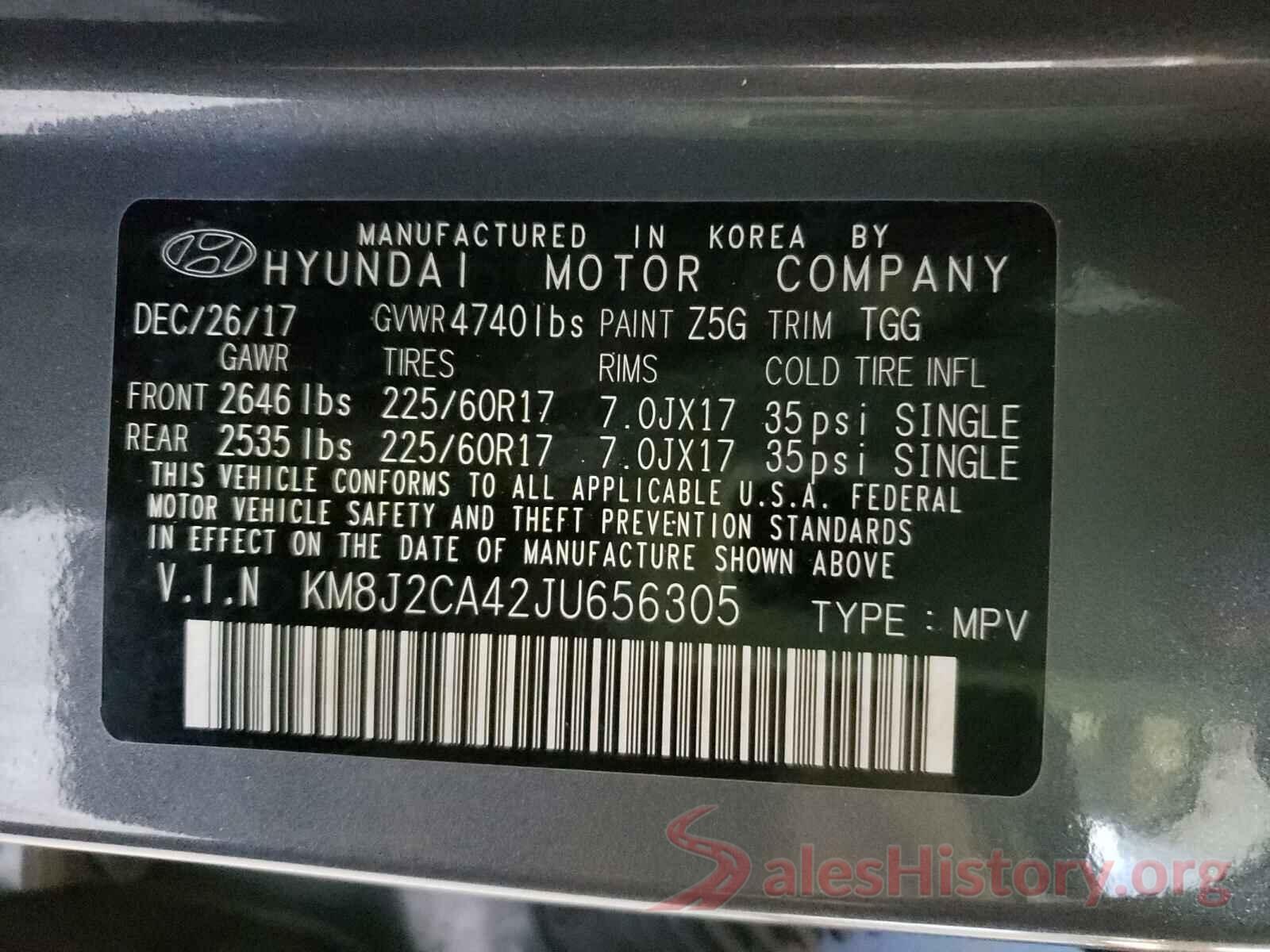 KM8J2CA42JU656305 2018 HYUNDAI TUCSON