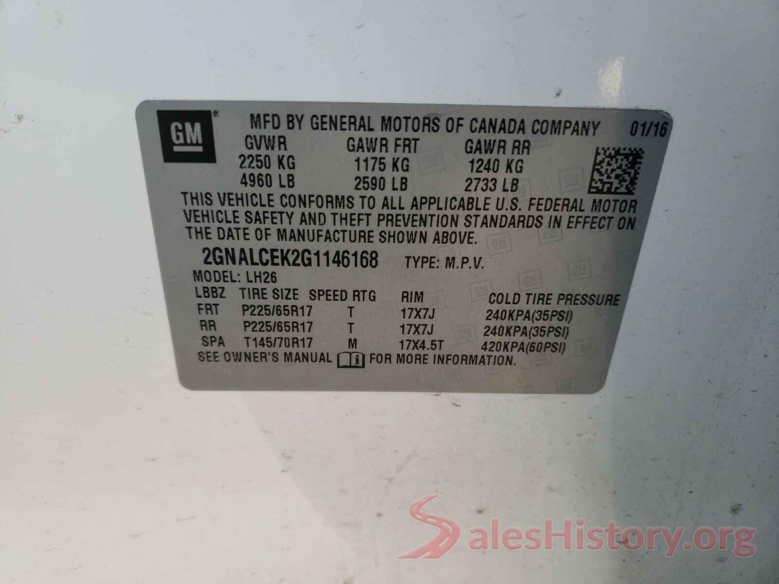 2GNALCEK2G1146168 2016 CHEVROLET EQUINOX