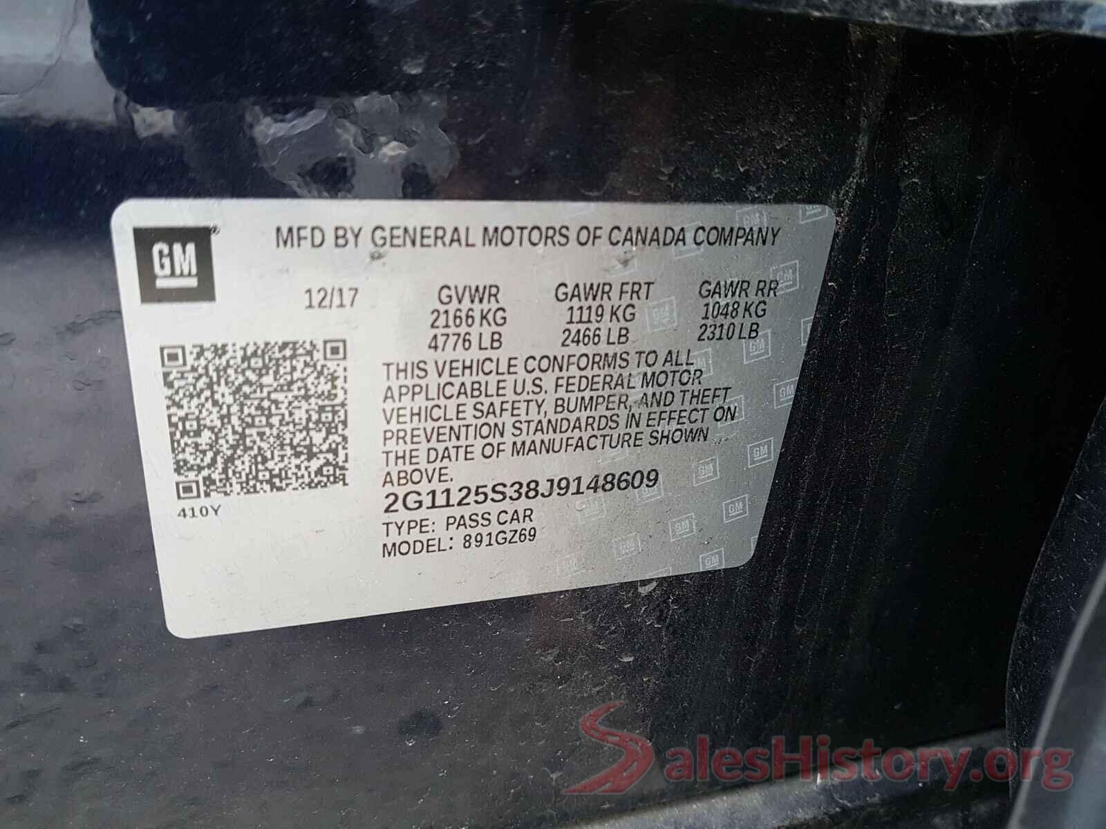 2G1125S38J9148609 2018 CHEVROLET IMPALA