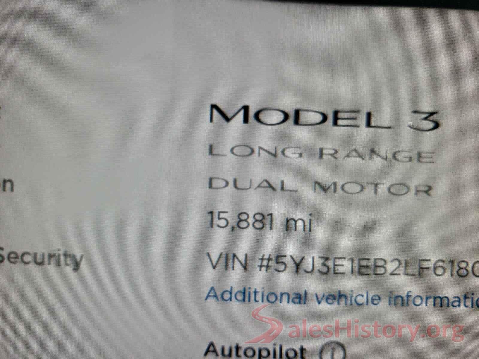 5YJ3E1EB2LF618053 2020 TESLA MODEL 3